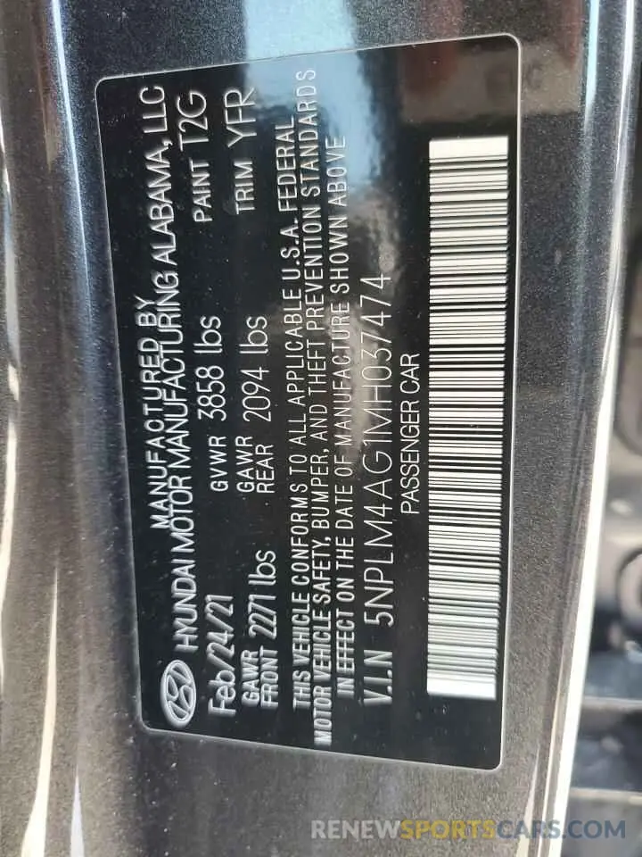 14 Photograph of a damaged car 5NPLM4AG1MH037474 HYUNDAI ELANTRA 2021