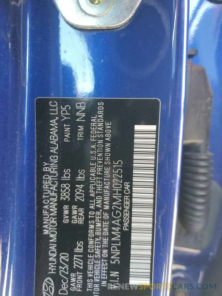 12 Photograph of a damaged car 5NPLM4AG2MH022515 HYUNDAI ELANTRA 2021