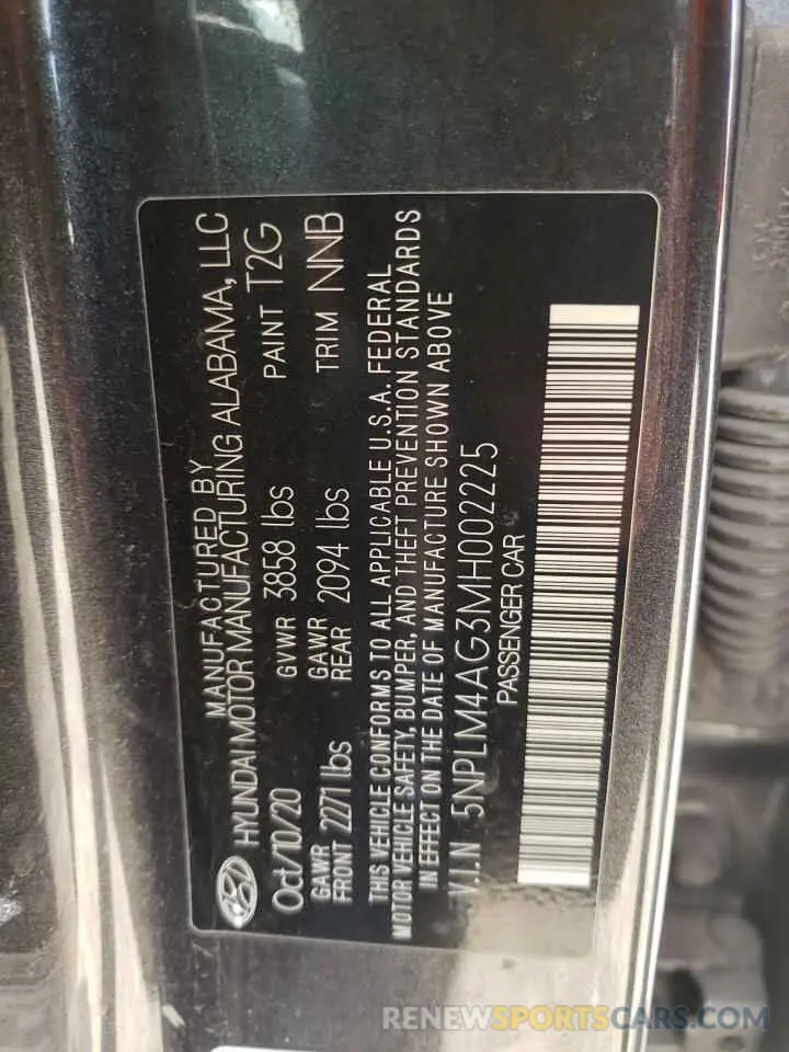 12 Photograph of a damaged car 5NPLM4AG3MH002225 HYUNDAI ELANTRA 2021