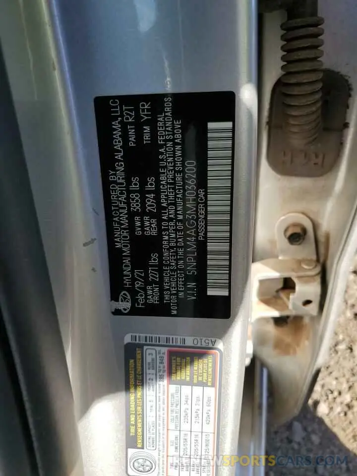 12 Photograph of a damaged car 5NPLM4AG3MH036200 HYUNDAI ELANTRA 2021