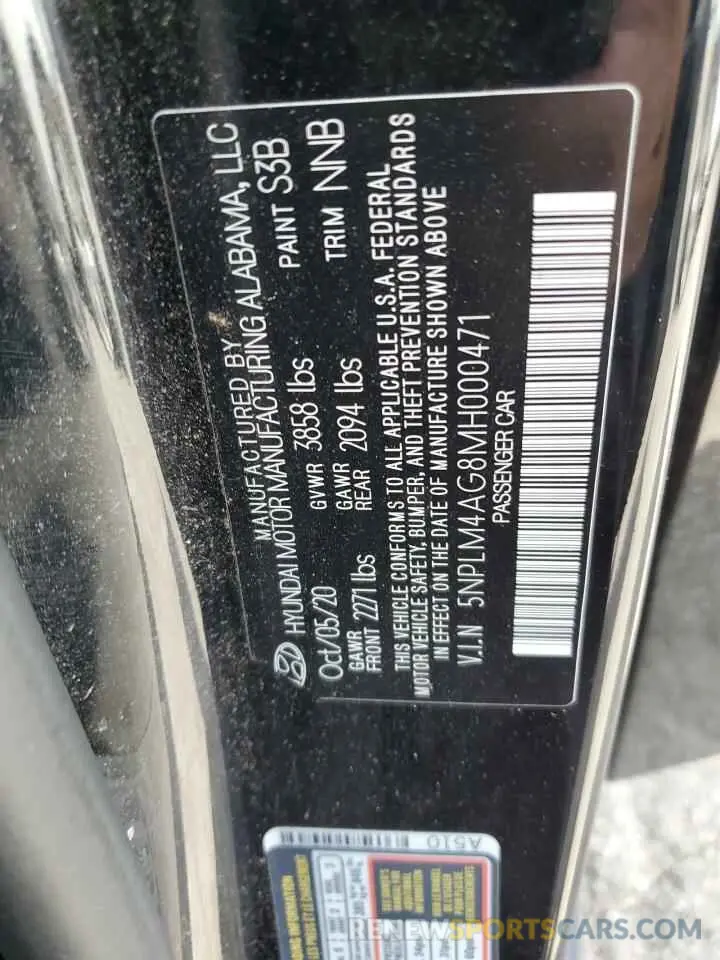 12 Photograph of a damaged car 5NPLM4AG8MH000471 HYUNDAI ELANTRA 2021