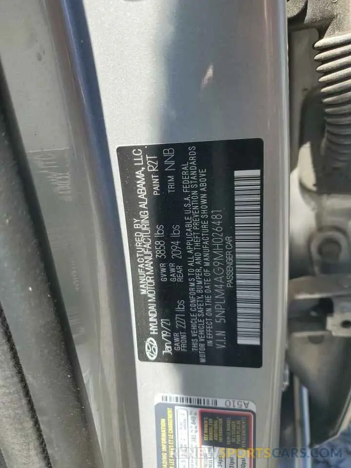 12 Photograph of a damaged car 5NPLM4AG9MH026481 HYUNDAI ELANTRA 2021