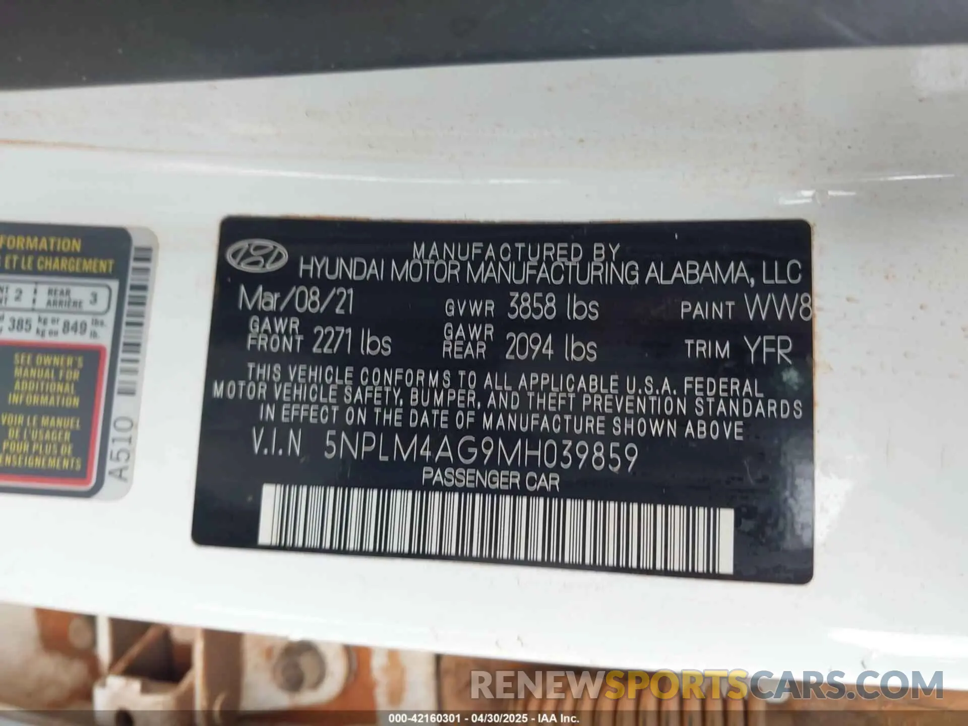 9 Photograph of a damaged car 5NPLM4AG9MH039859 HYUNDAI ELANTRA 2021