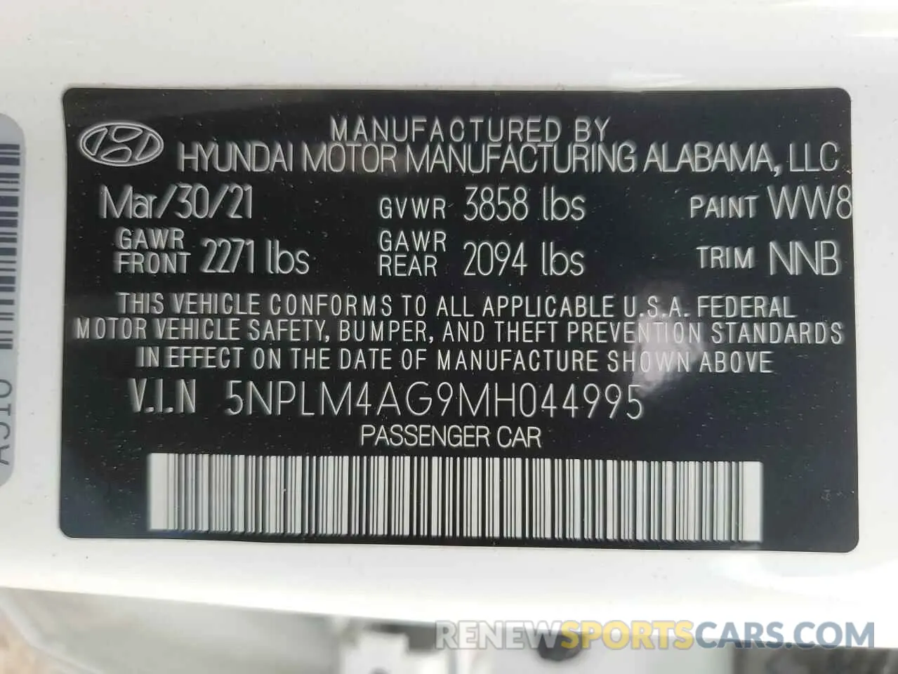 12 Photograph of a damaged car 5NPLM4AG9MH044995 HYUNDAI ELANTRA 2021