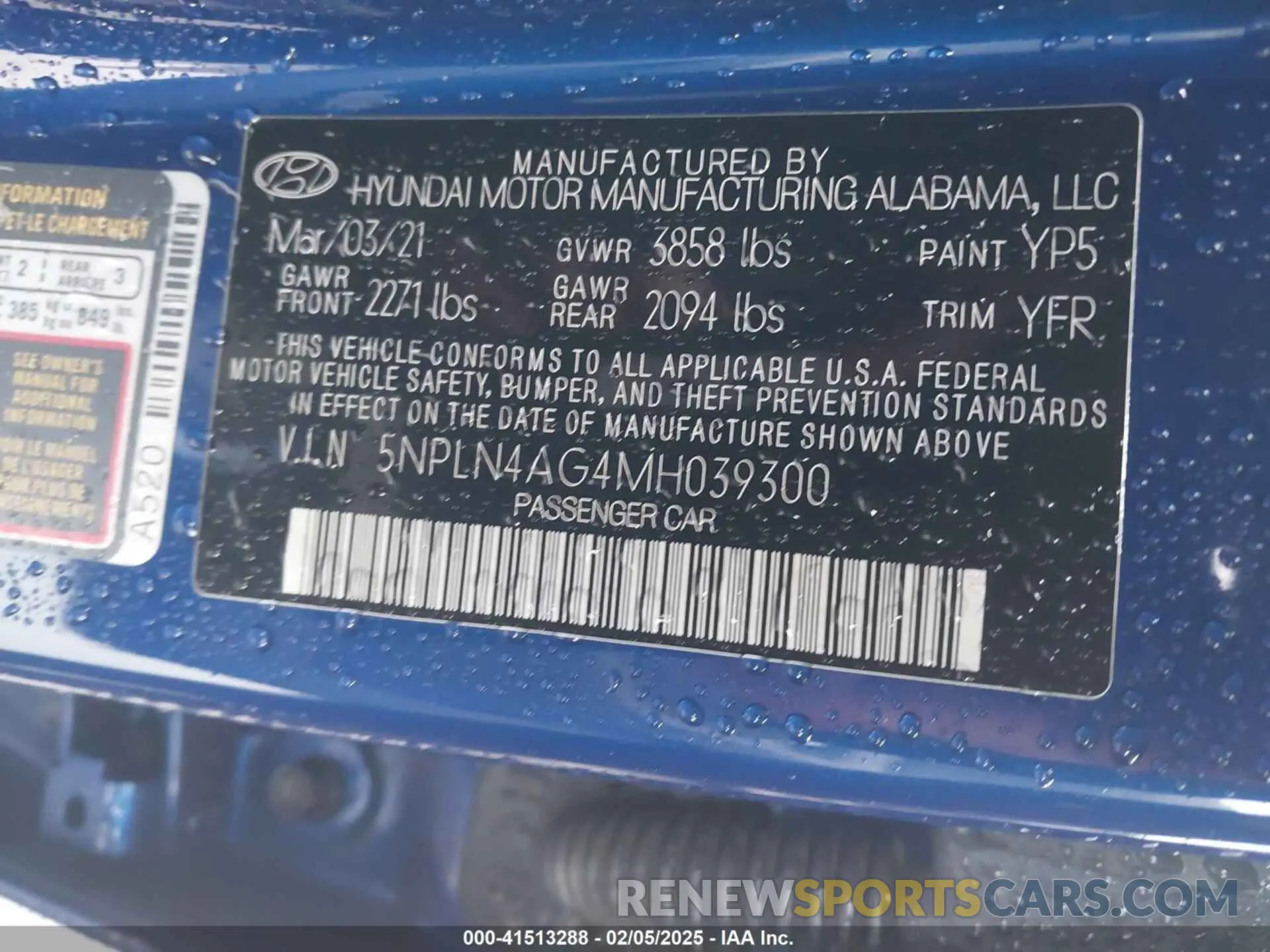 9 Photograph of a damaged car 5NPLN4AG4MH039300 HYUNDAI ELANTRA 2021