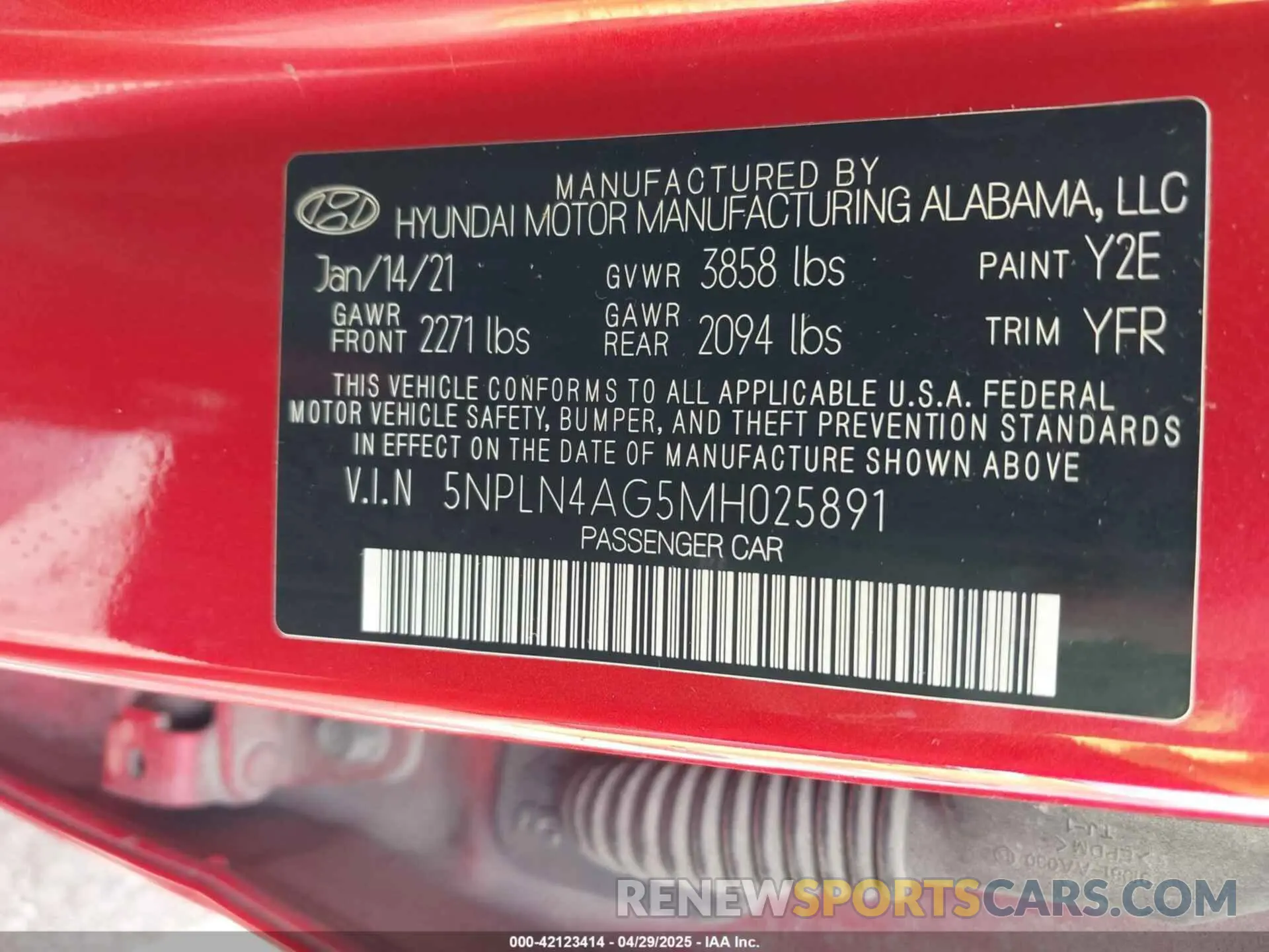 9 Photograph of a damaged car 5NPLN4AG5MH025891 HYUNDAI ELANTRA 2021