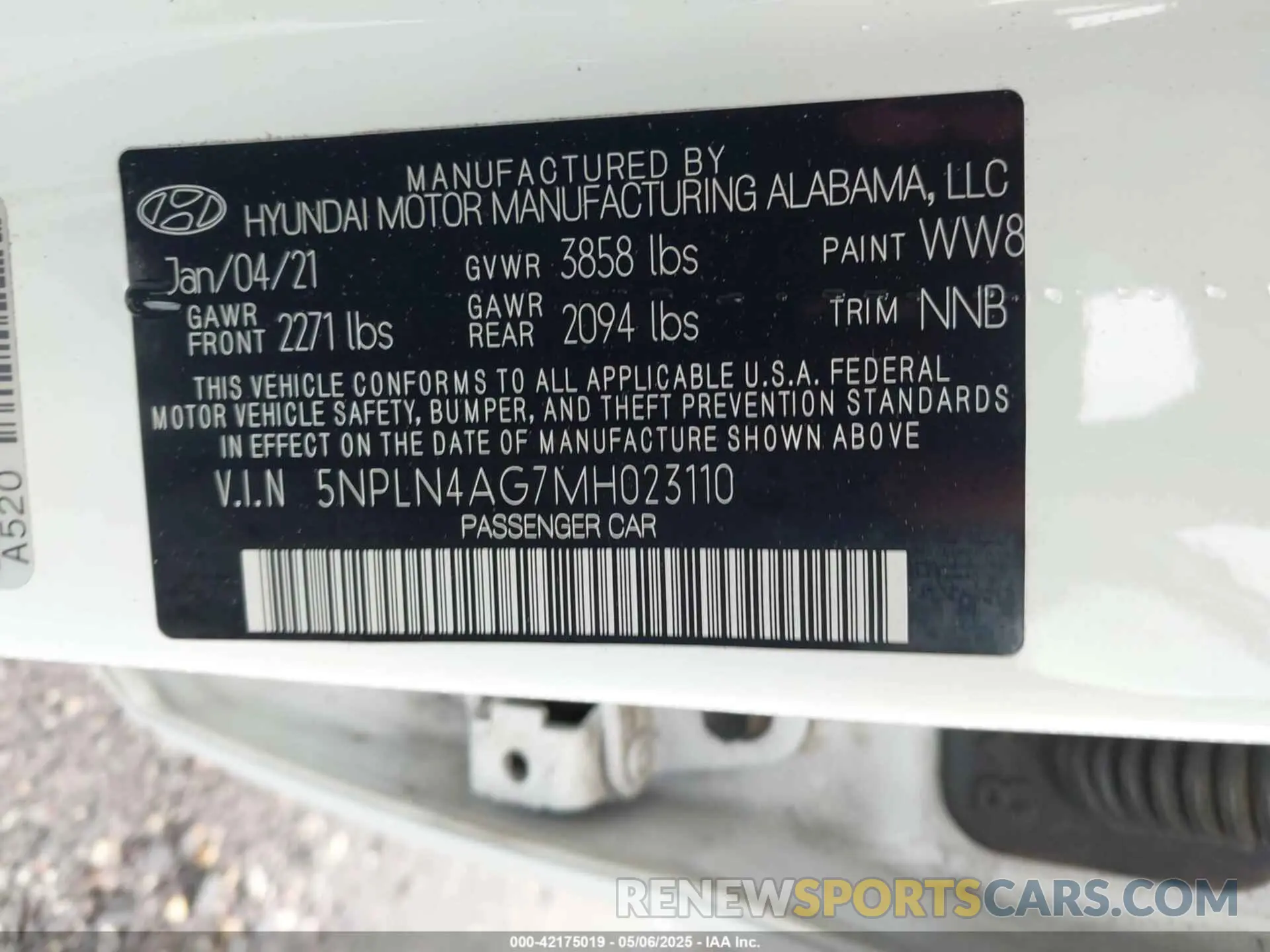 9 Photograph of a damaged car 5NPLN4AG7MH023110 HYUNDAI ELANTRA 2021