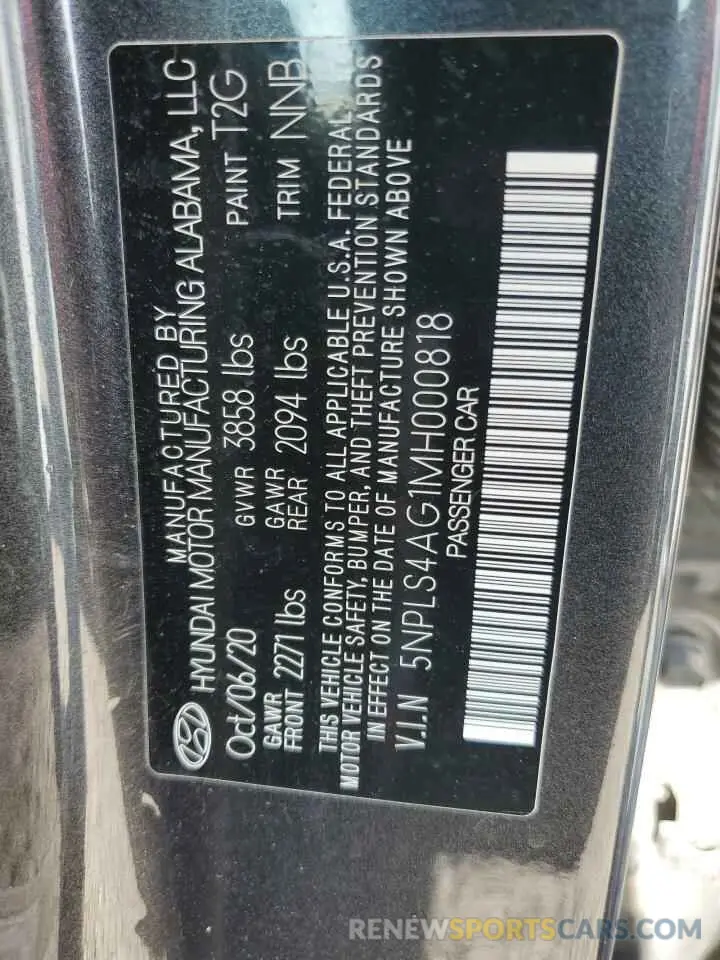 13 Photograph of a damaged car 5NPLS4AG1MH000818 HYUNDAI ELANTRA 2021