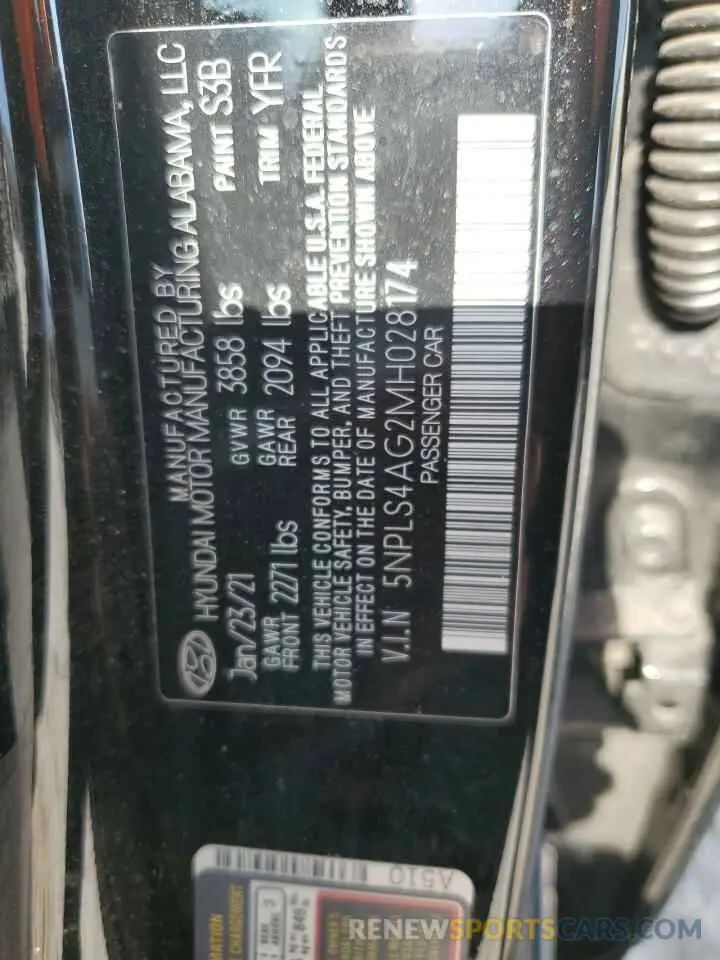 12 Photograph of a damaged car 5NPLS4AG2MH028174 HYUNDAI ELANTRA 2021