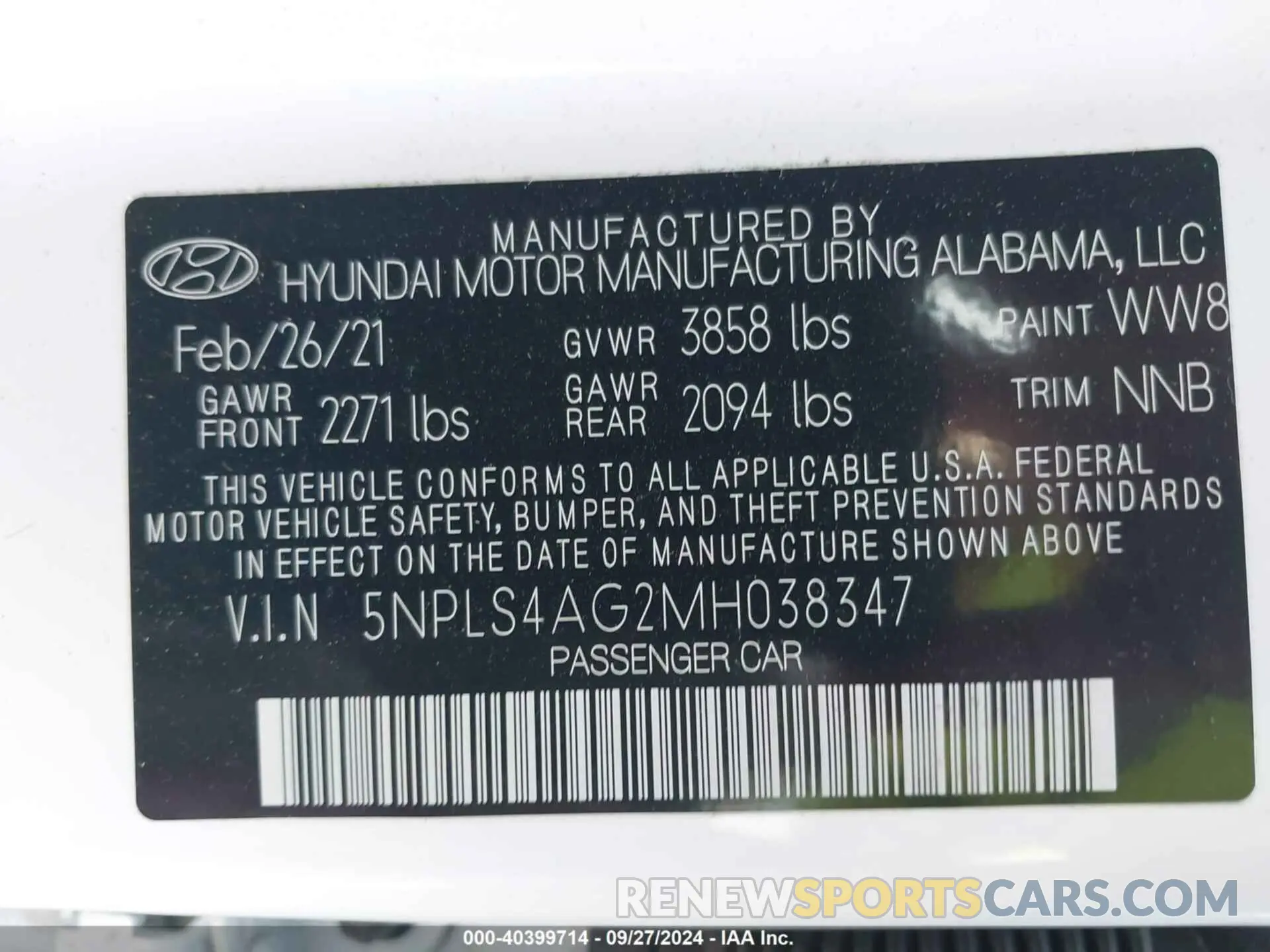 9 Photograph of a damaged car 5NPLS4AG2MH038347 HYUNDAI ELANTRA 2021