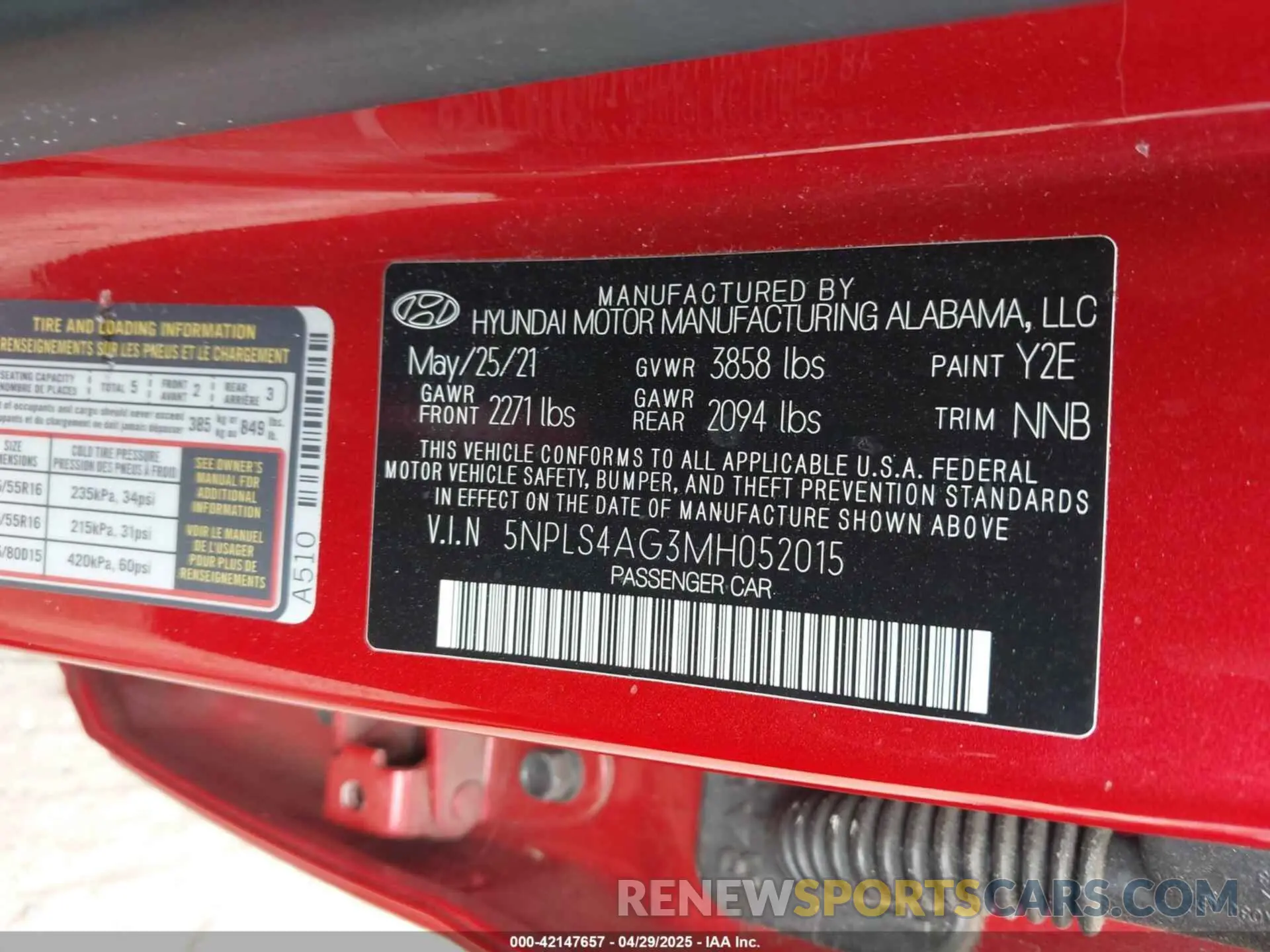 9 Photograph of a damaged car 5NPLS4AG3MH052015 HYUNDAI ELANTRA 2021