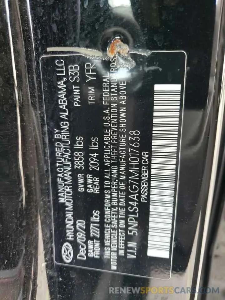 12 Photograph of a damaged car 5NPLS4AG7MH017638 HYUNDAI ELANTRA 2021
