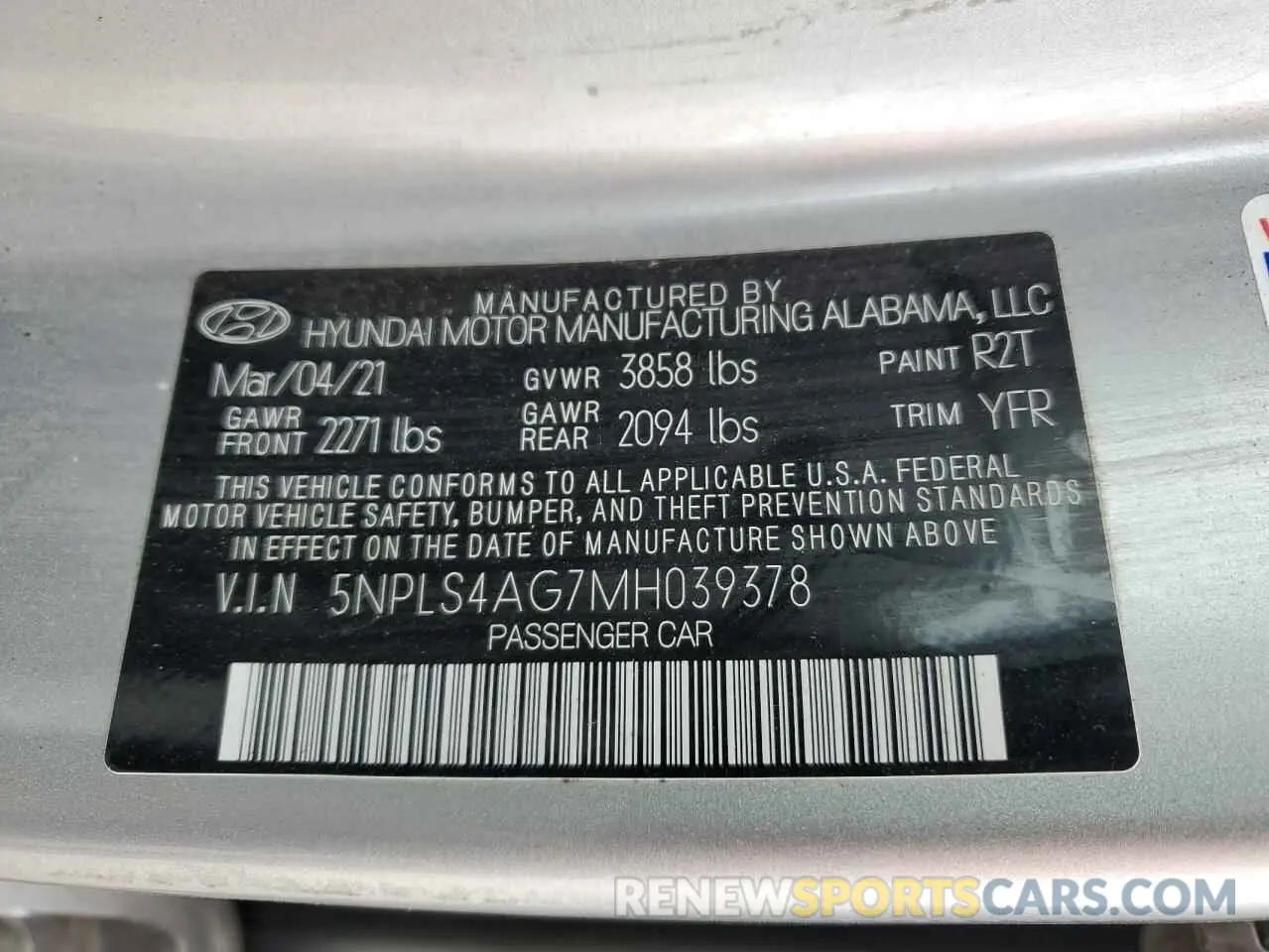 12 Photograph of a damaged car 5NPLS4AG7MH039378 HYUNDAI ELANTRA 2021