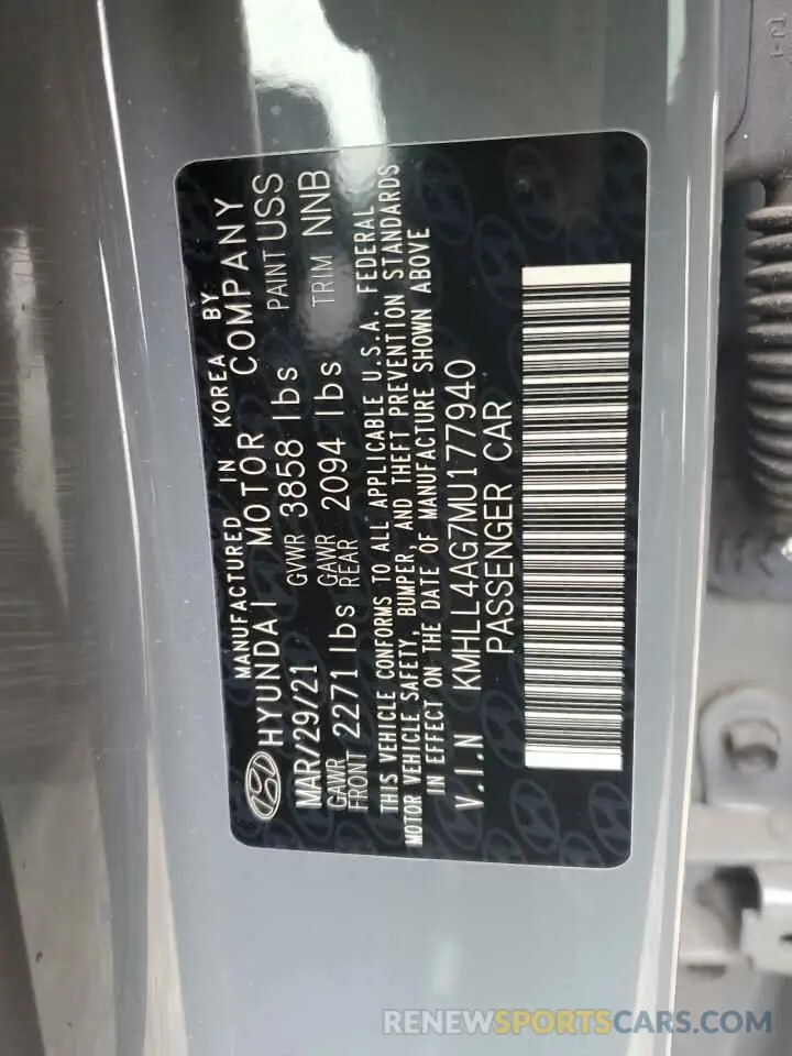13 Photograph of a damaged car KMHLL4AG7MU177940 HYUNDAI ELANTRA 2021