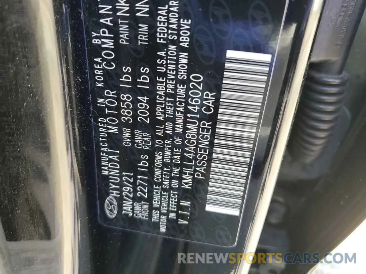 12 Photograph of a damaged car KMHLL4AG8MU146020 HYUNDAI ELANTRA 2021