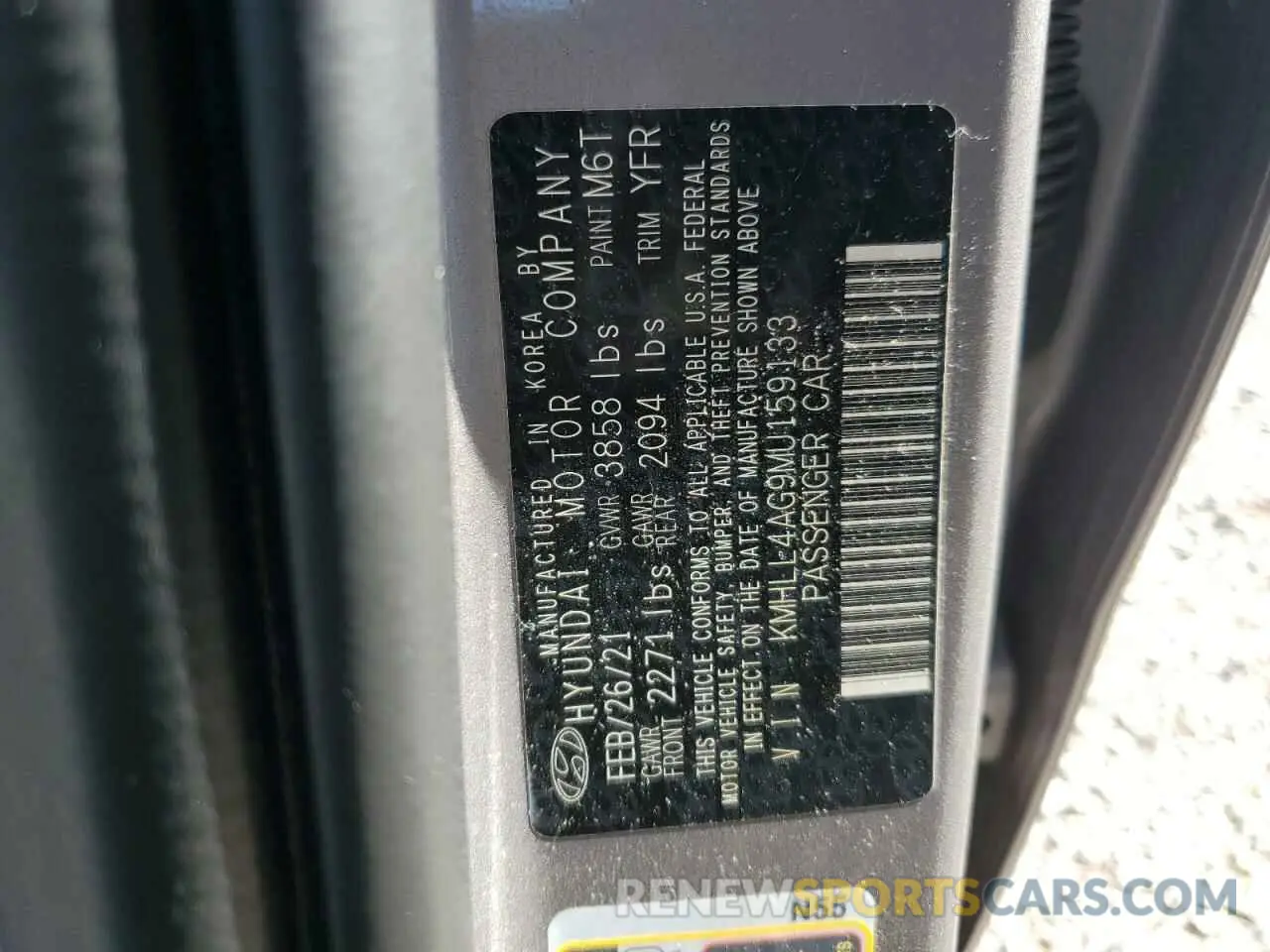 12 Photograph of a damaged car KMHLL4AG9MU159133 HYUNDAI ELANTRA 2021