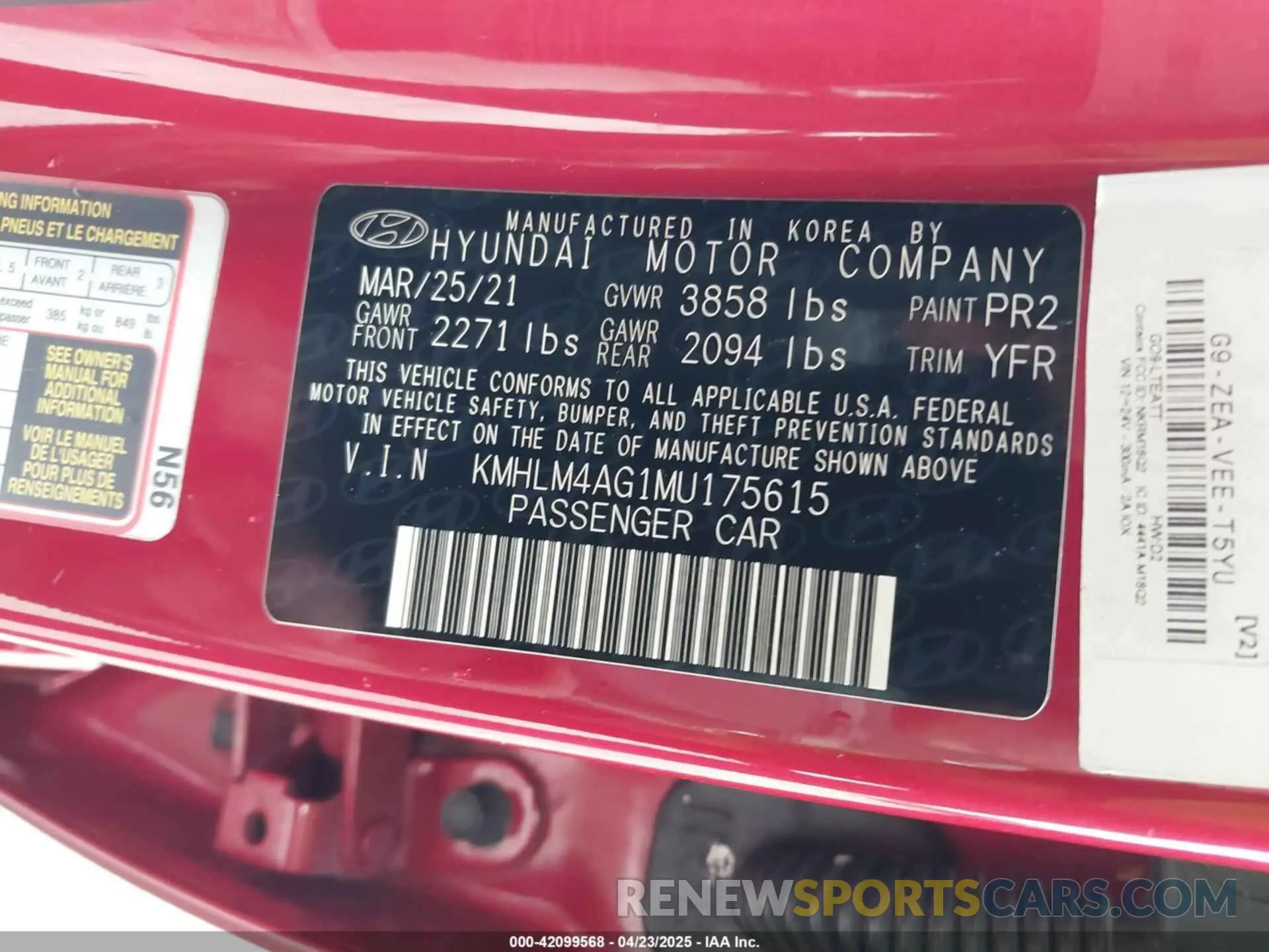 9 Photograph of a damaged car KMHLM4AG1MU175615 HYUNDAI ELANTRA 2021