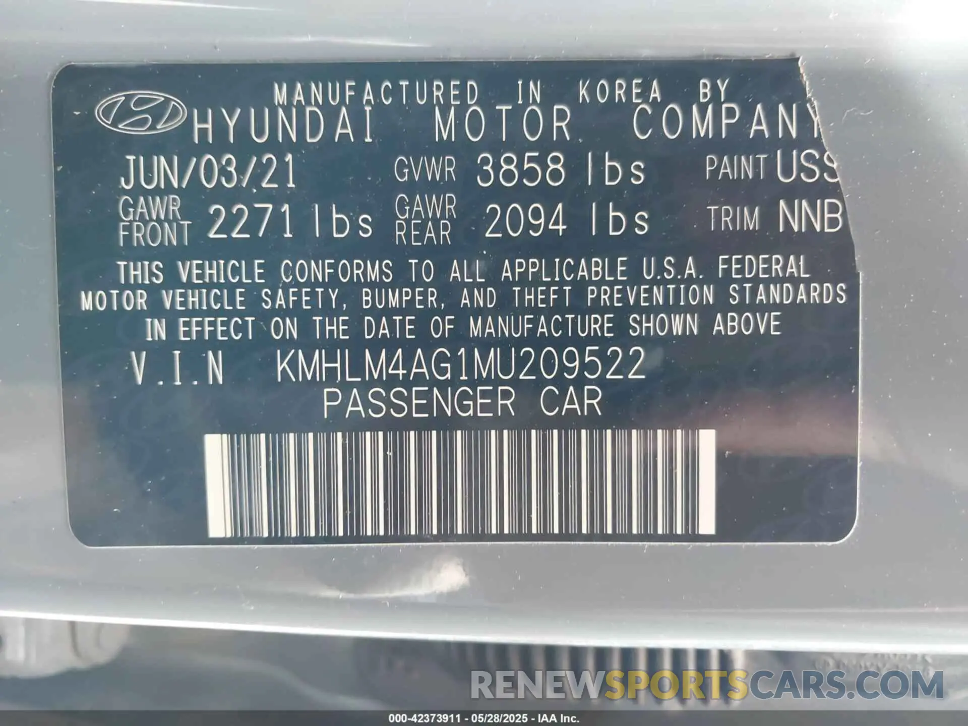 9 Photograph of a damaged car KMHLM4AG1MU209522 HYUNDAI ELANTRA 2021