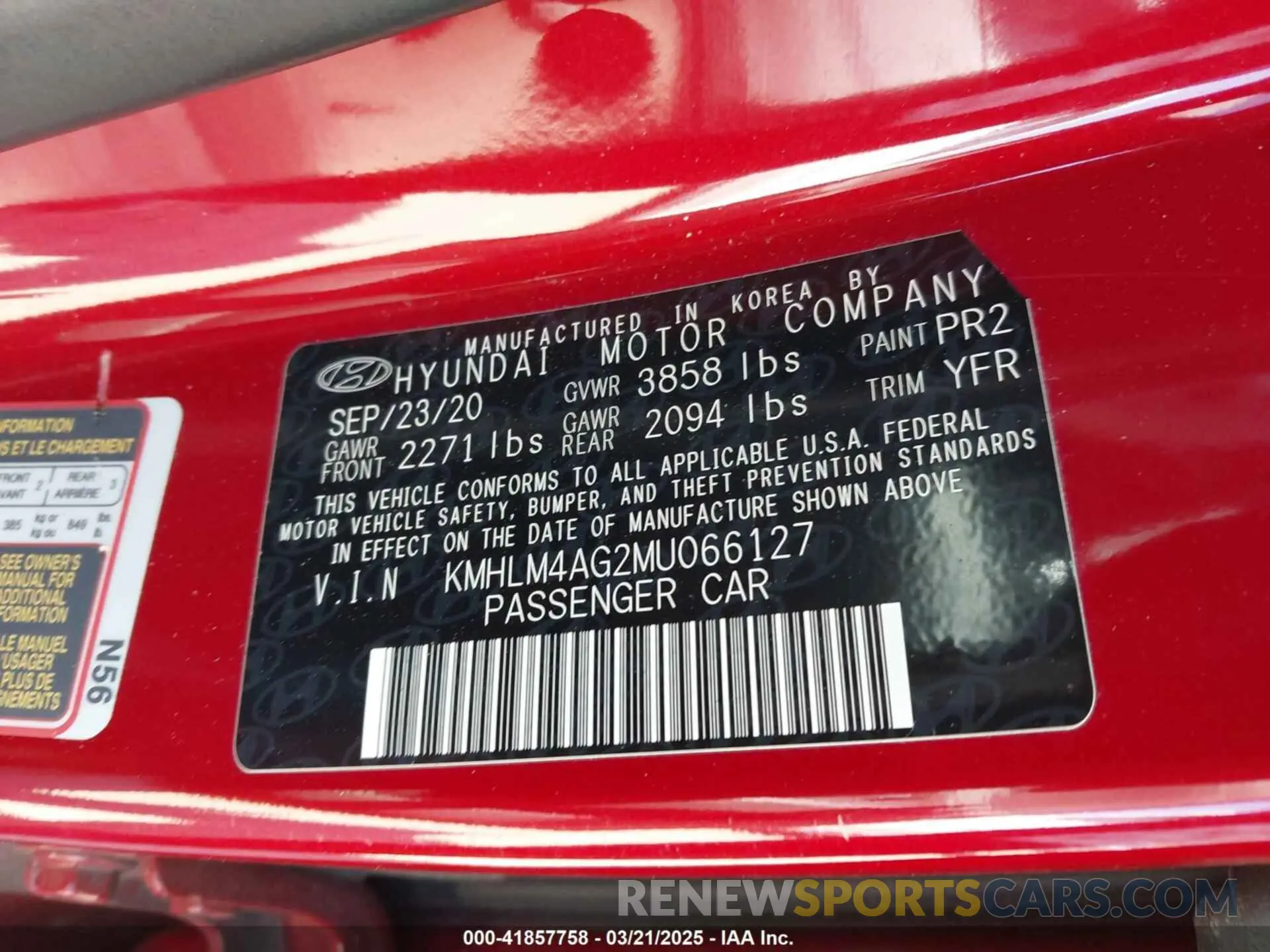 9 Photograph of a damaged car KMHLM4AG2MU066127 HYUNDAI ELANTRA 2021