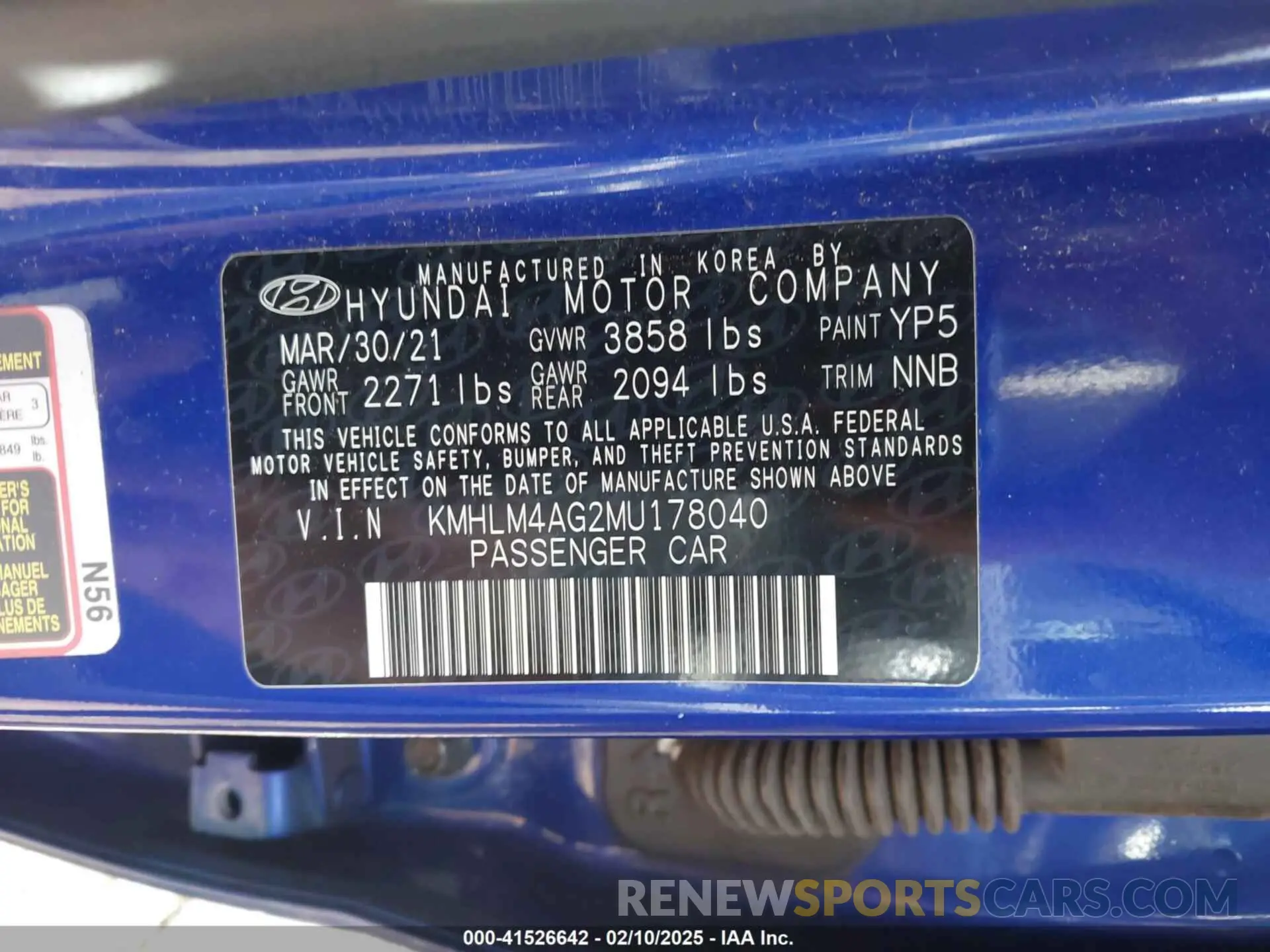 9 Photograph of a damaged car KMHLM4AG2MU178040 HYUNDAI ELANTRA 2021