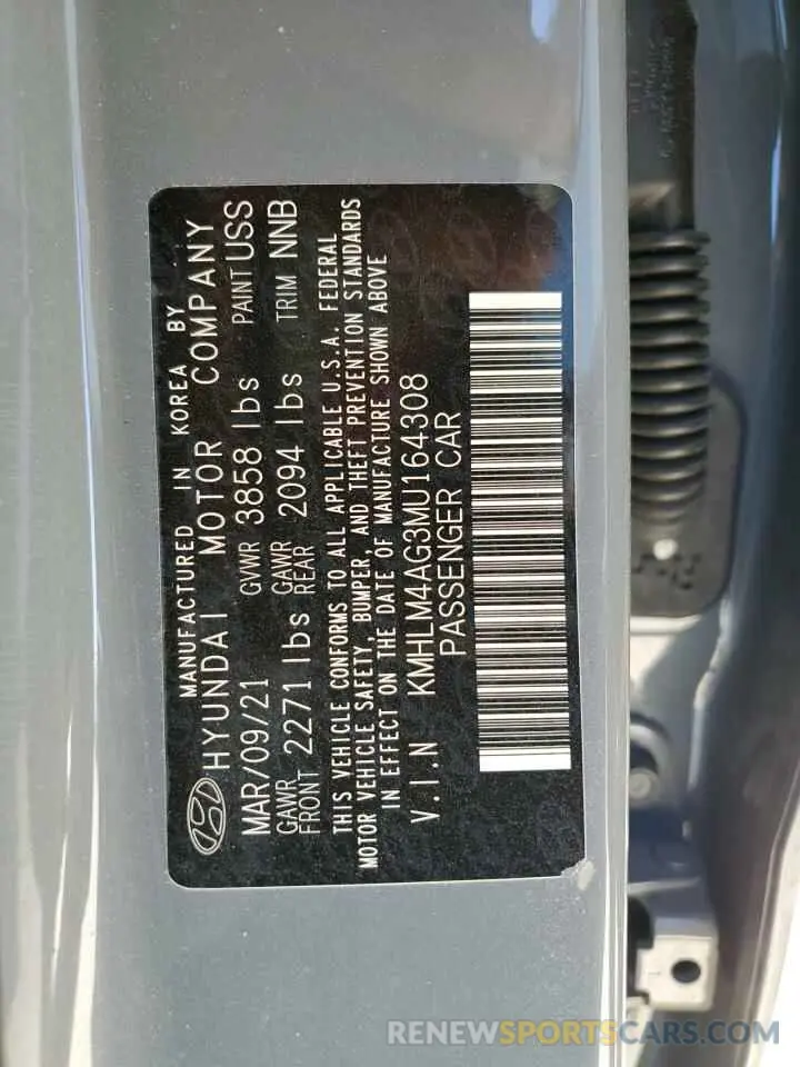 13 Photograph of a damaged car KMHLM4AG3MU164308 HYUNDAI ELANTRA 2021