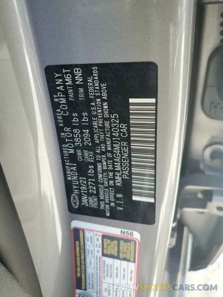 13 Photograph of a damaged car KMHLM4AG4MU140325 HYUNDAI ELANTRA 2021