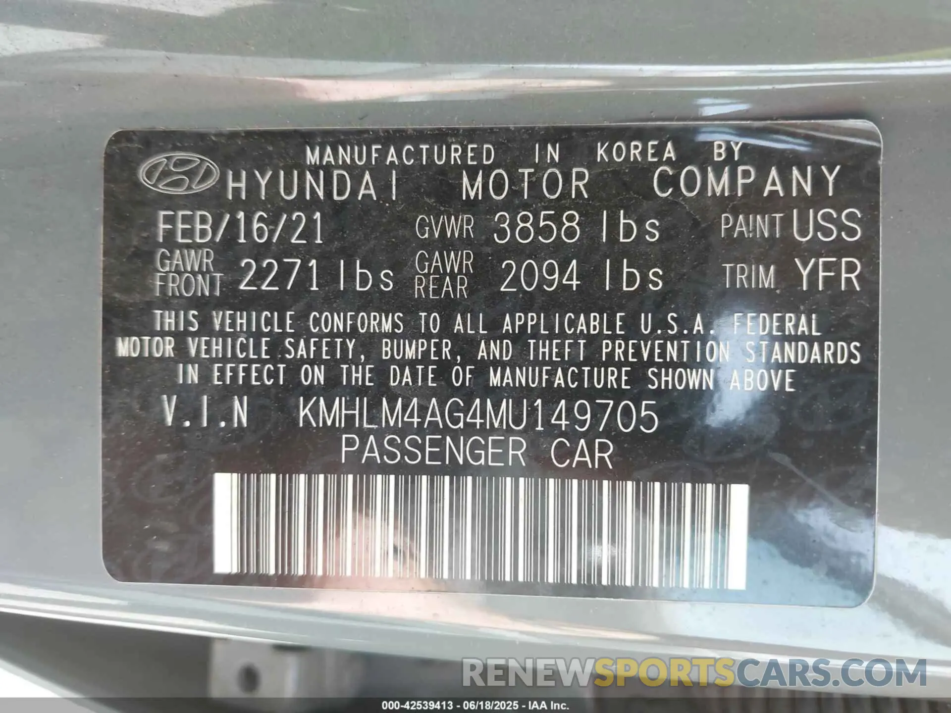 9 Photograph of a damaged car KMHLM4AG4MU149705 HYUNDAI ELANTRA 2021