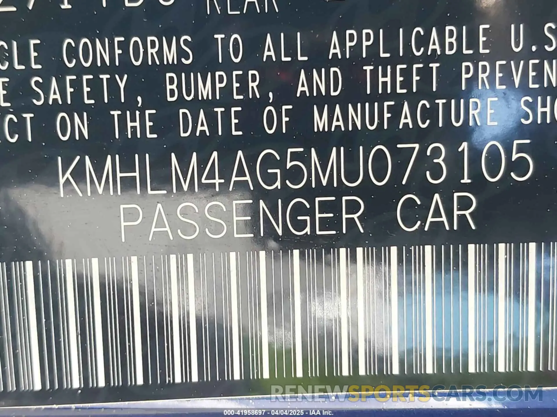 9 Photograph of a damaged car KMHLM4AG5MU073105 HYUNDAI ELANTRA 2021