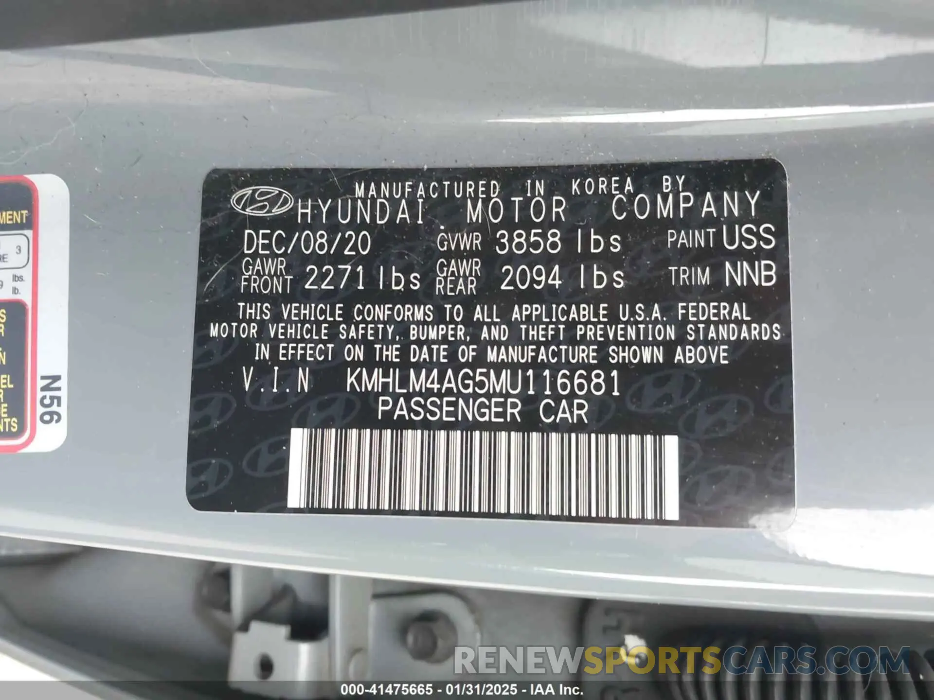 9 Photograph of a damaged car KMHLM4AG5MU116681 HYUNDAI ELANTRA 2021