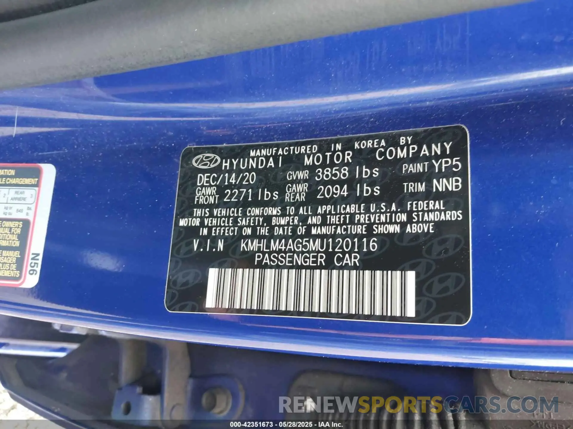 9 Photograph of a damaged car KMHLM4AG5MU120116 HYUNDAI ELANTRA 2021