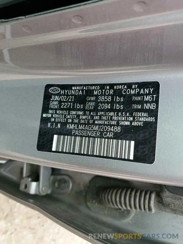 12 Photograph of a damaged car KMHLM4AG5MU209488 HYUNDAI ELANTRA 2021