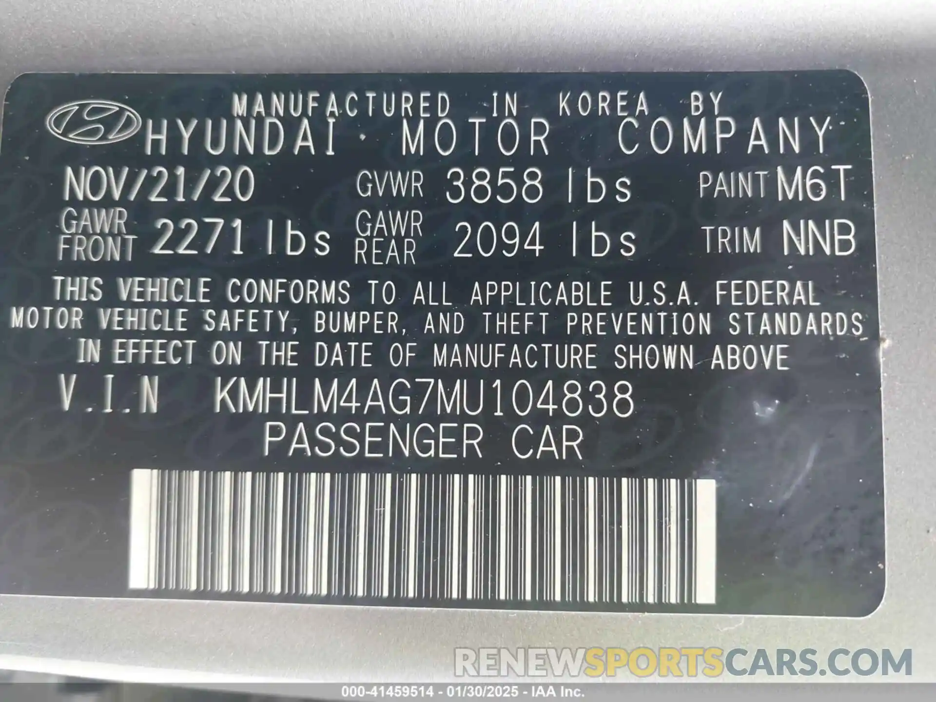 9 Photograph of a damaged car KMHLM4AG7MU104838 HYUNDAI ELANTRA 2021