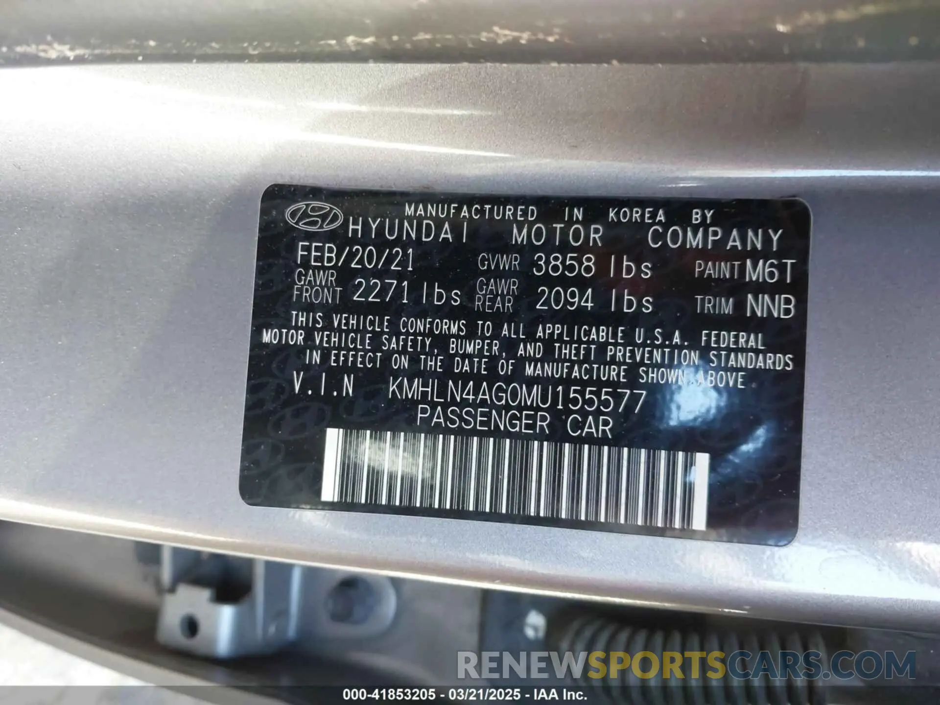 9 Photograph of a damaged car KMHLN4AG0MU155577 HYUNDAI ELANTRA 2021