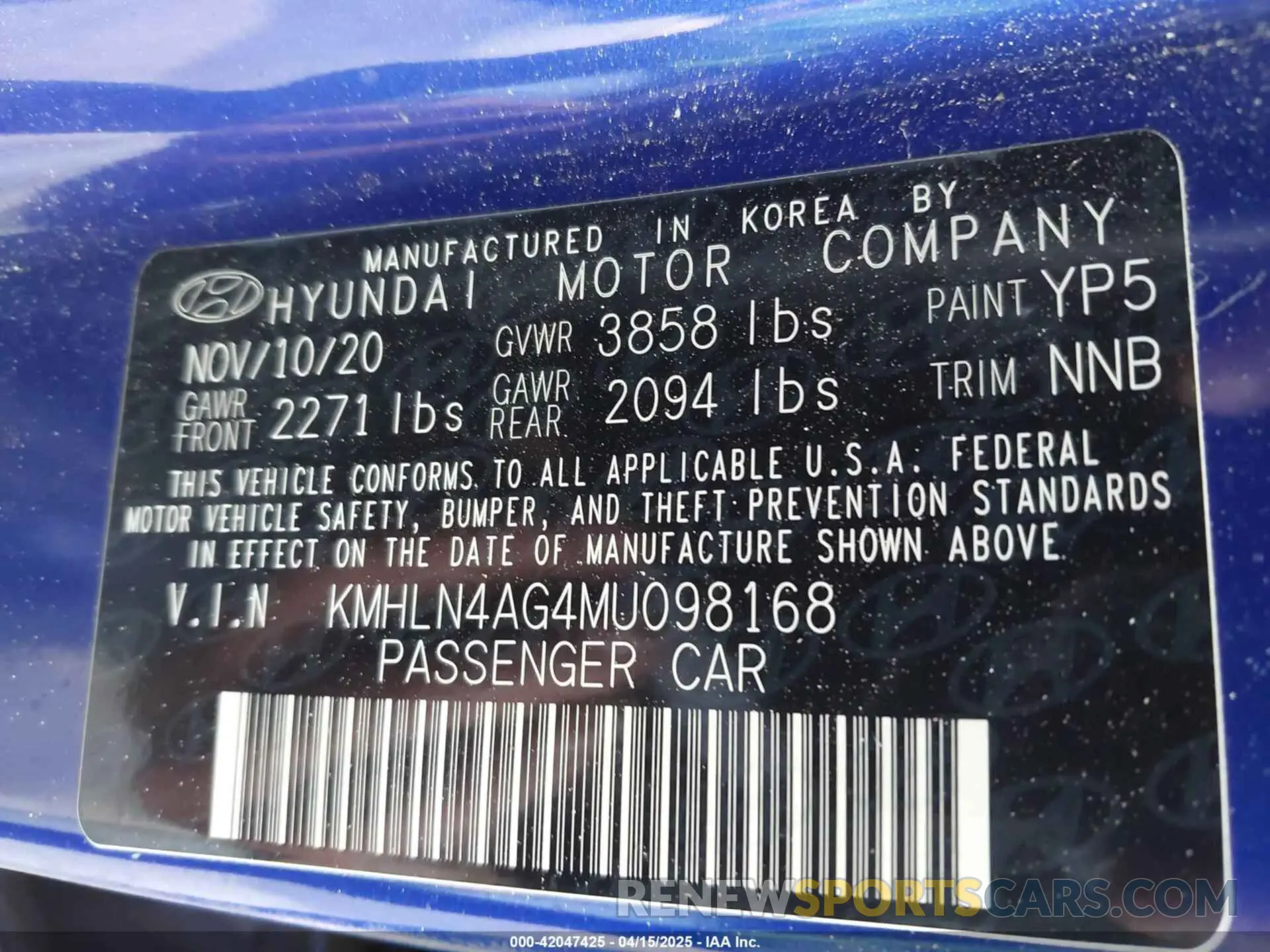 9 Photograph of a damaged car KMHLN4AG4MU098168 HYUNDAI ELANTRA 2021