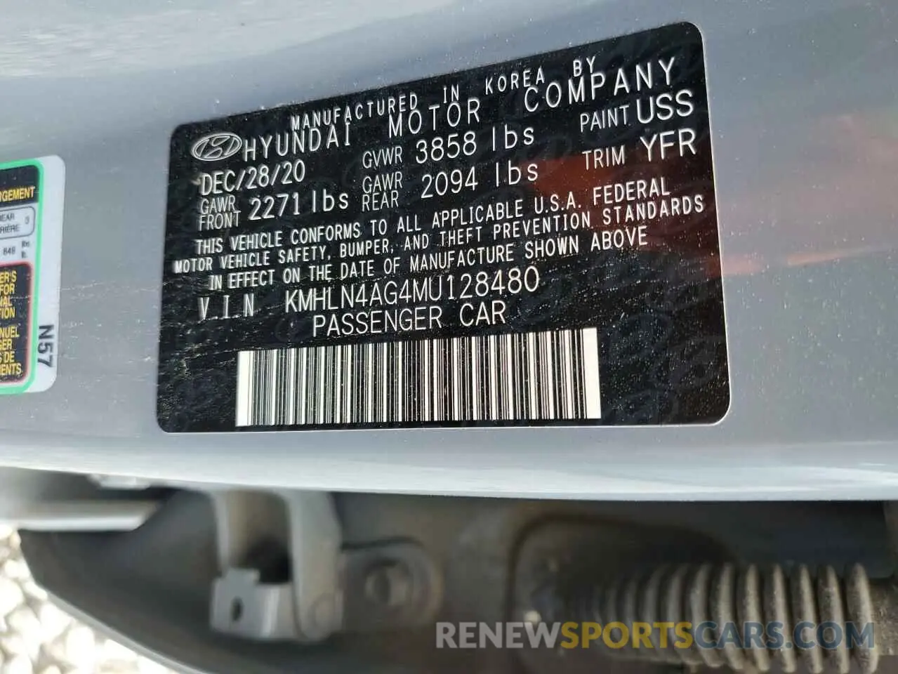 12 Photograph of a damaged car KMHLN4AG4MU128480 HYUNDAI ELANTRA 2021