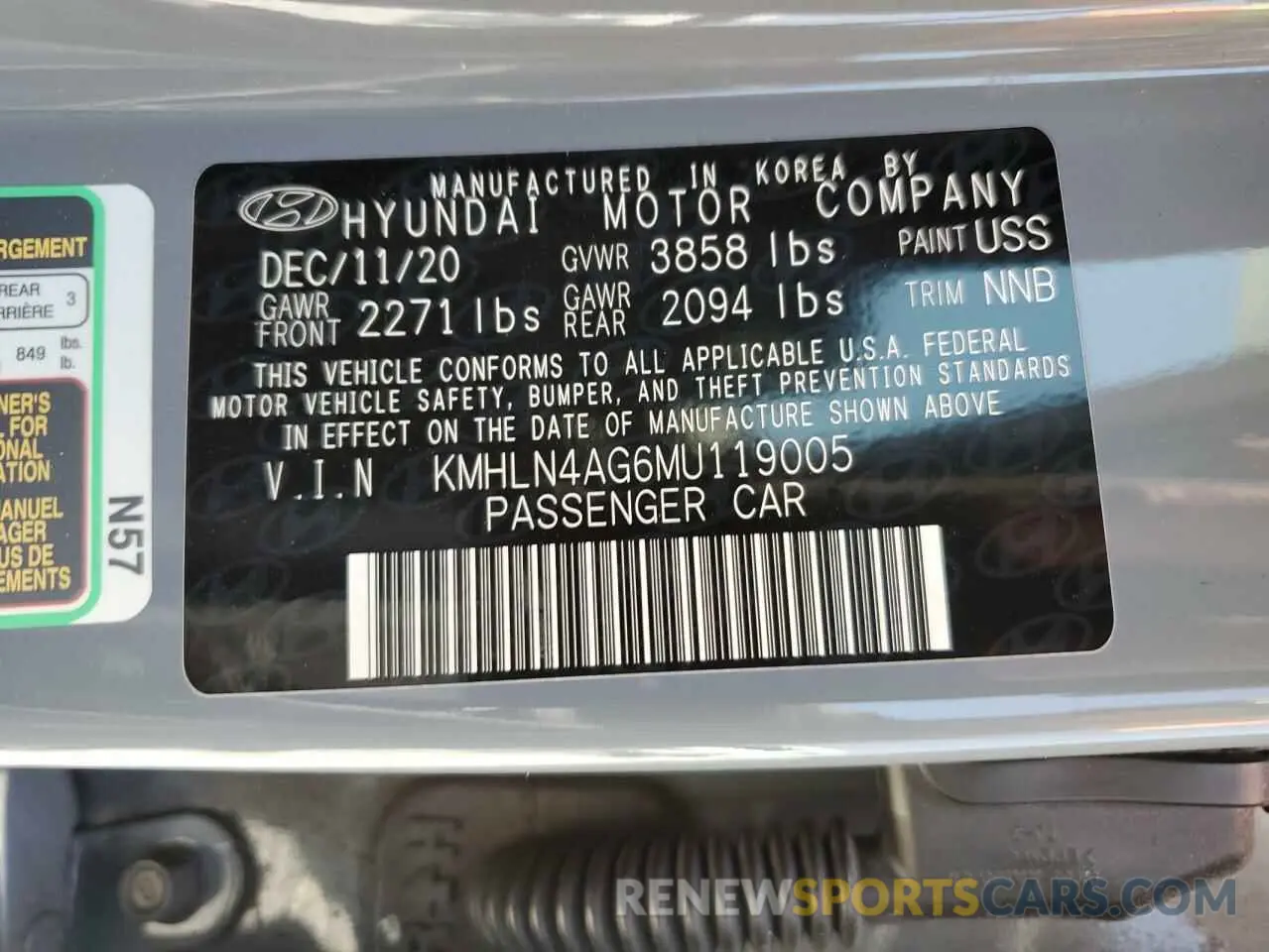 13 Photograph of a damaged car KMHLN4AG6MU119005 HYUNDAI ELANTRA 2021