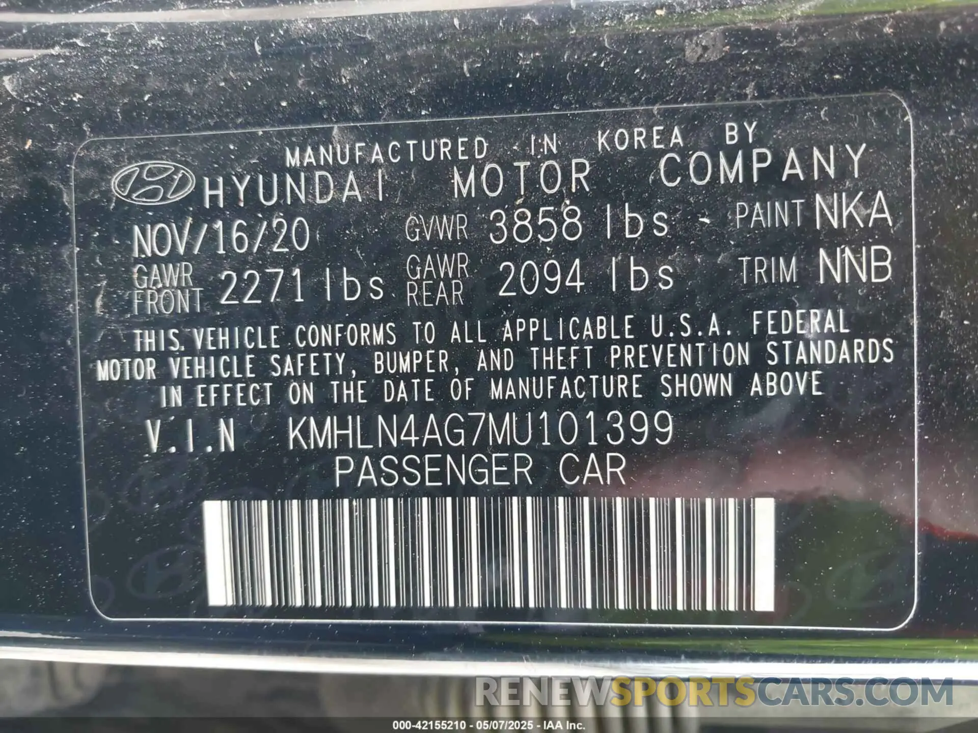 9 Photograph of a damaged car KMHLN4AG7MU101399 HYUNDAI ELANTRA 2021