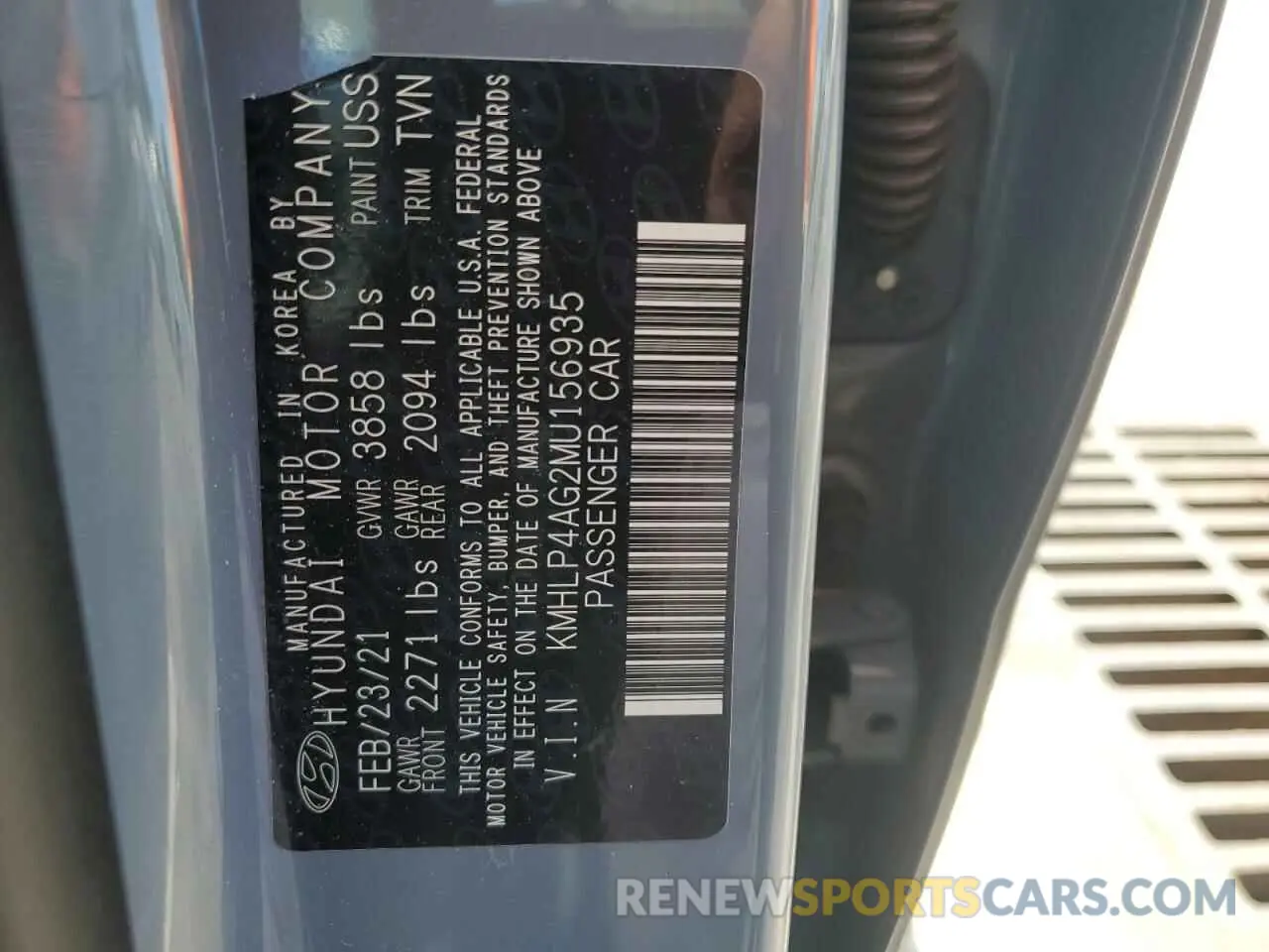 12 Photograph of a damaged car KMHLP4AG2MU156935 HYUNDAI ELANTRA 2021
