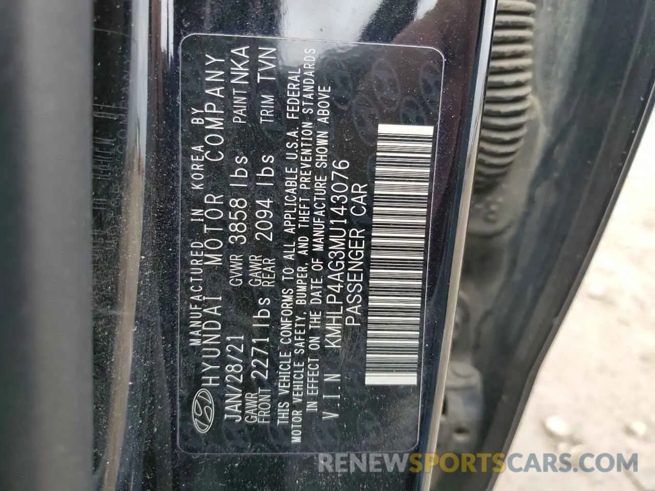 12 Photograph of a damaged car KMHLP4AG3MU143076 HYUNDAI ELANTRA 2021
