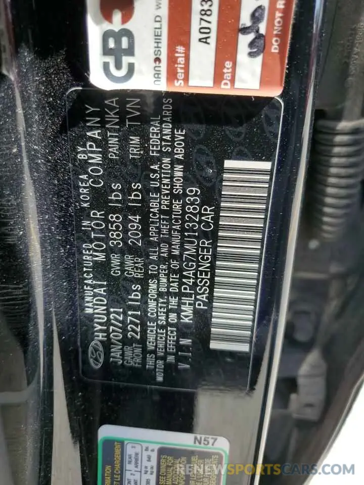 12 Photograph of a damaged car KMHLP4AG7MU132839 HYUNDAI ELANTRA 2021
