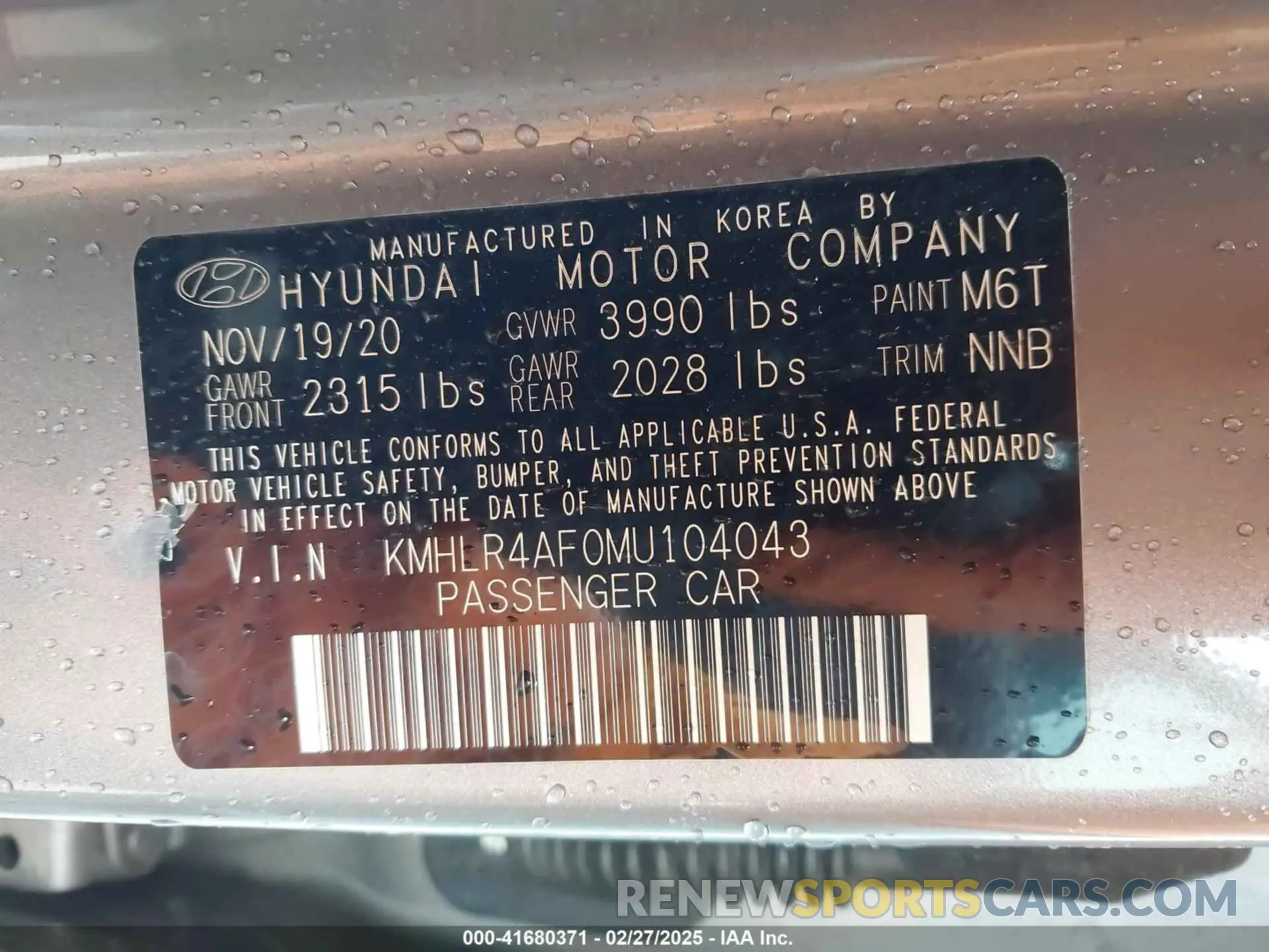 9 Photograph of a damaged car KMHLR4AF0MU104043 HYUNDAI ELANTRA 2021