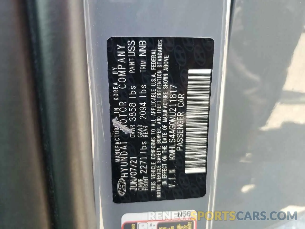 12 Photograph of a damaged car KMHLS4AG0MU211817 HYUNDAI ELANTRA 2021