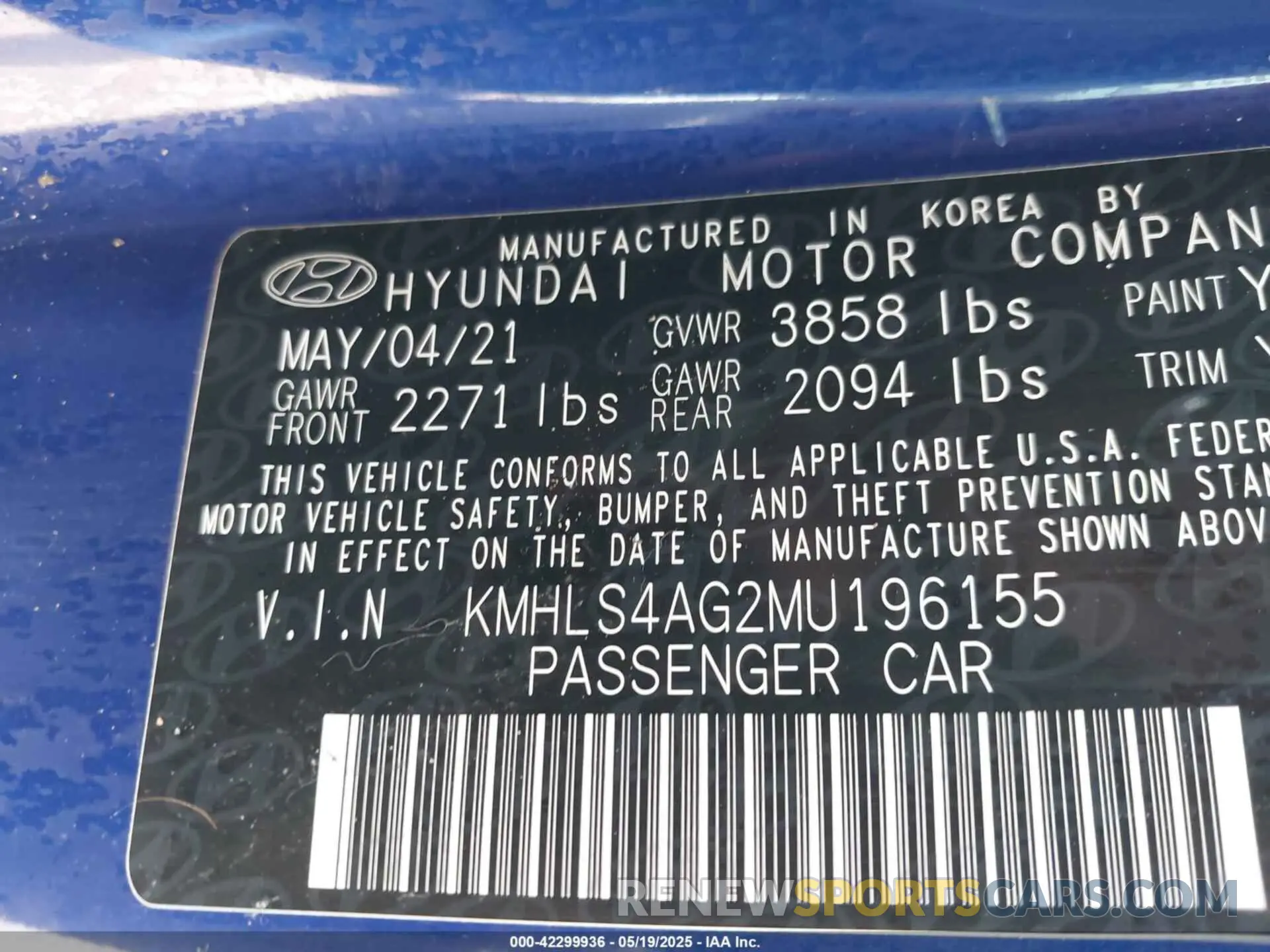 9 Photograph of a damaged car KMHLS4AG2MU196155 HYUNDAI ELANTRA 2021