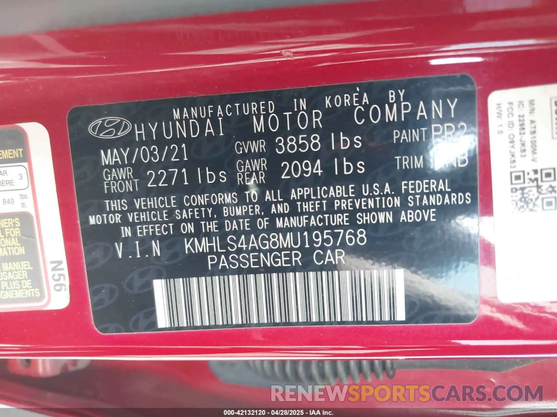 9 Photograph of a damaged car KMHLS4AG8MU195768 HYUNDAI ELANTRA 2021