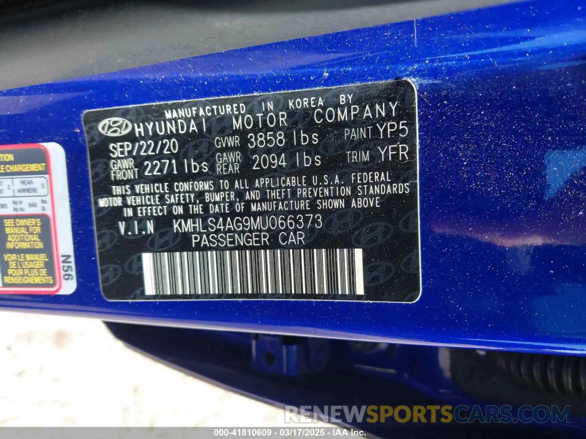 9 Photograph of a damaged car KMHLS4AG9MU066373 HYUNDAI ELANTRA 2021