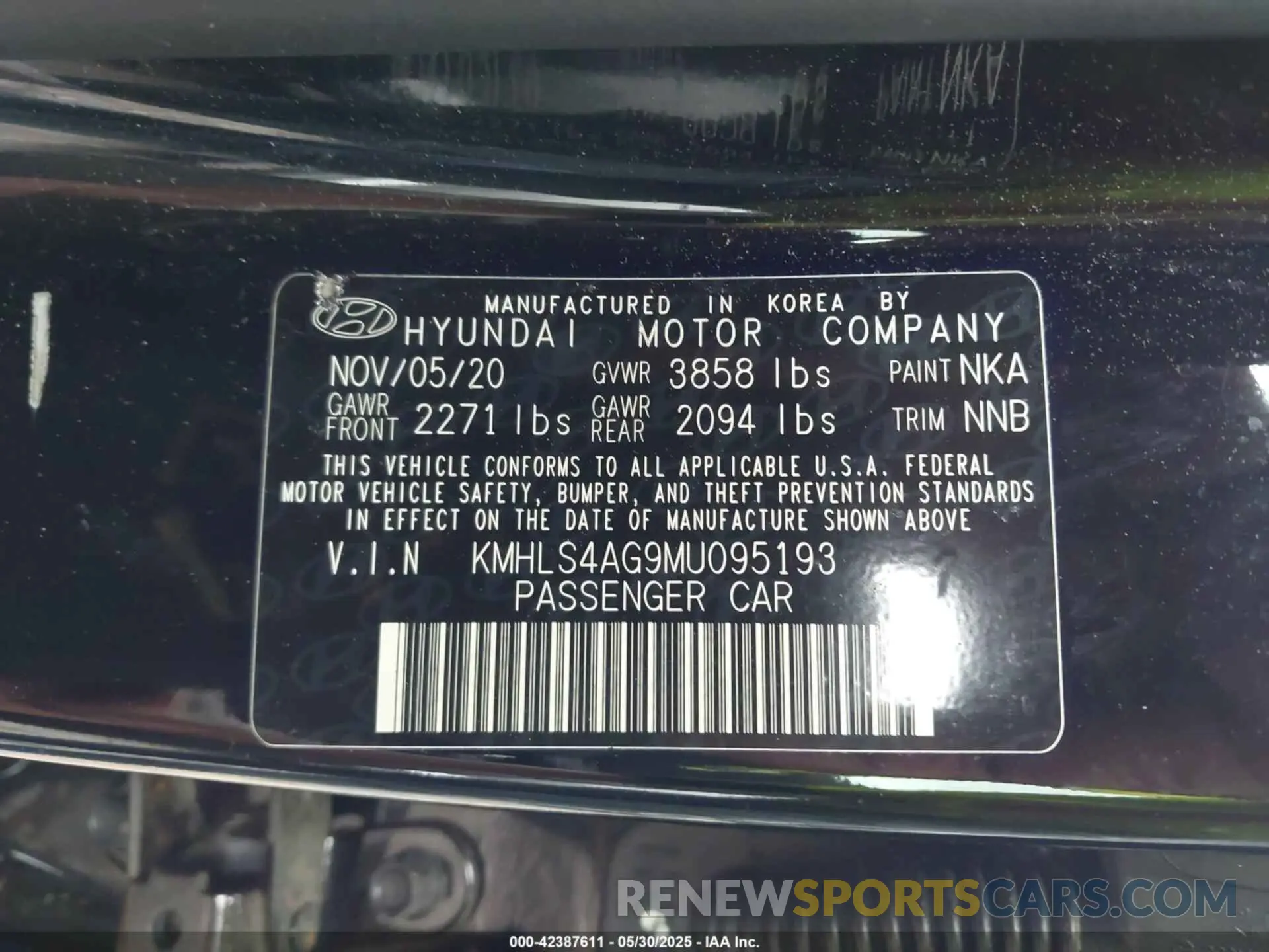 9 Photograph of a damaged car KMHLS4AG9MU095193 HYUNDAI ELANTRA 2021