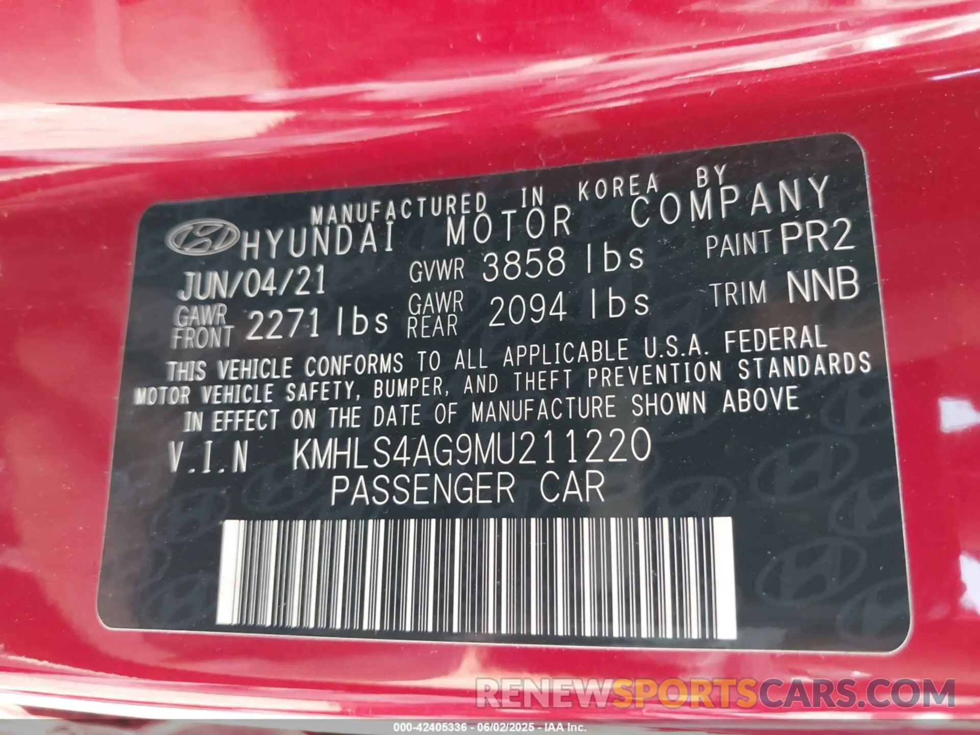9 Photograph of a damaged car KMHLS4AG9MU211220 HYUNDAI ELANTRA 2021
