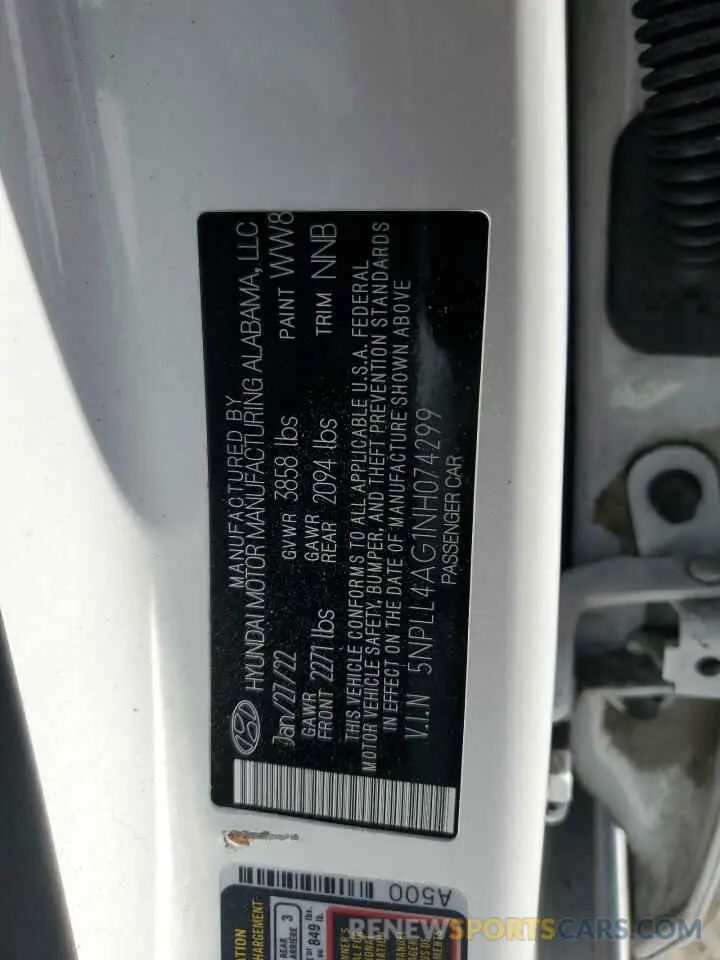 12 Photograph of a damaged car 5NPLL4AG1NH074299 HYUNDAI ELANTRA 2022
