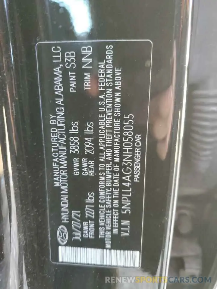12 Photograph of a damaged car 5NPLL4AG3NH058055 HYUNDAI ELANTRA 2022