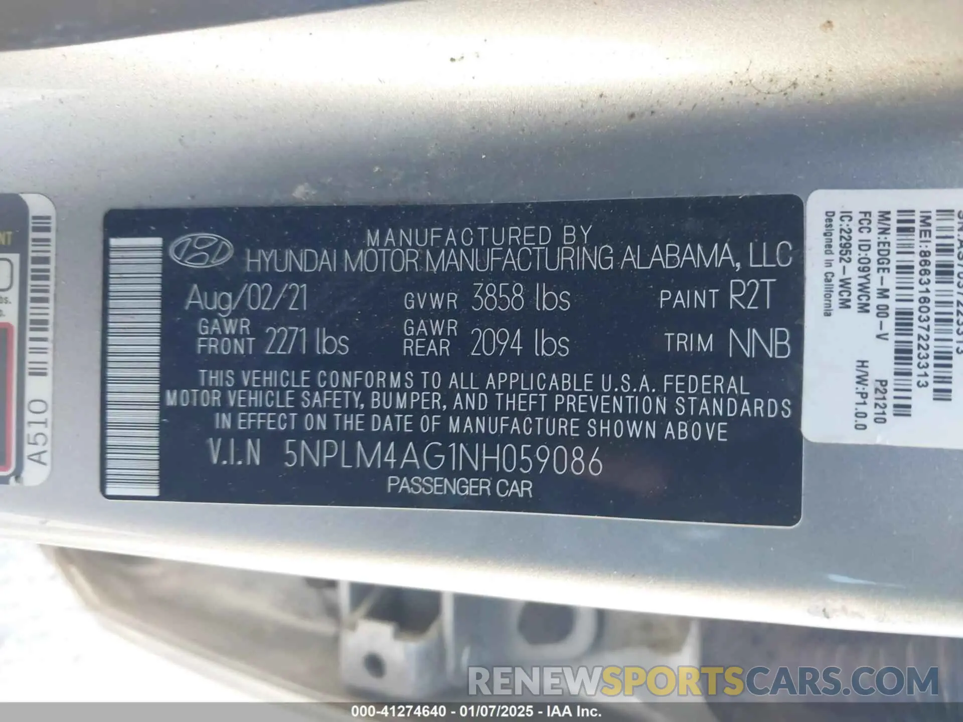 9 Photograph of a damaged car 5NPLM4AG1NH059086 HYUNDAI ELANTRA 2022